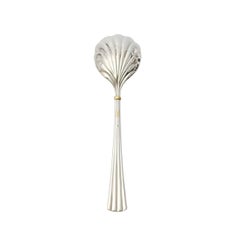 Des Must Cartier Sterling Silver Gold Accent Shell Bowl Sugar Spoon