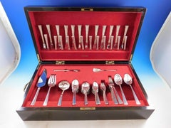 Des Must Gold Accent by Cartier Sterling Silver Flatware Set 91 Pcs Dinner