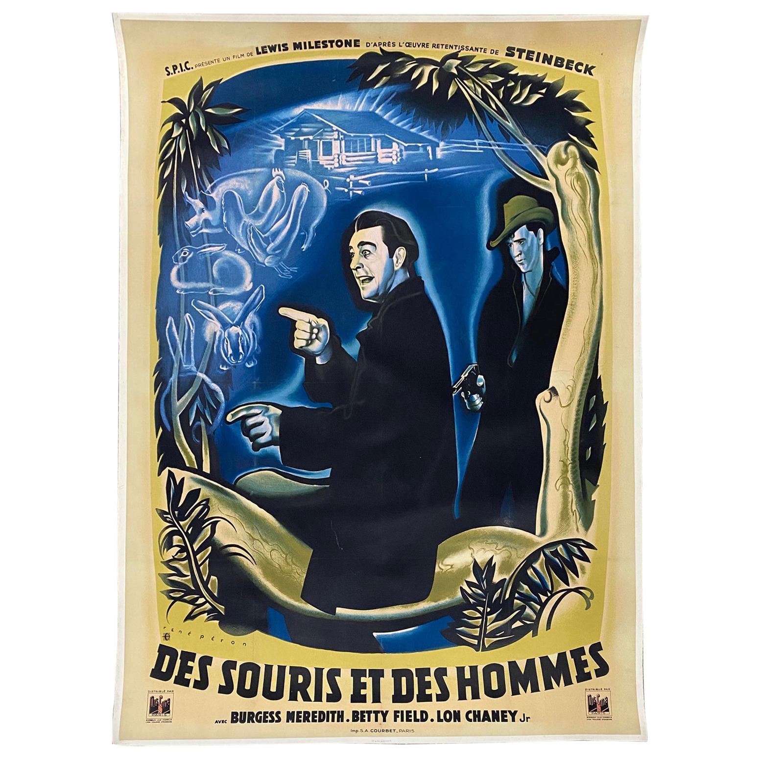 Des Souris Et Des Hommes "Of Mice & Men" Steinbeck, French Movie Poster