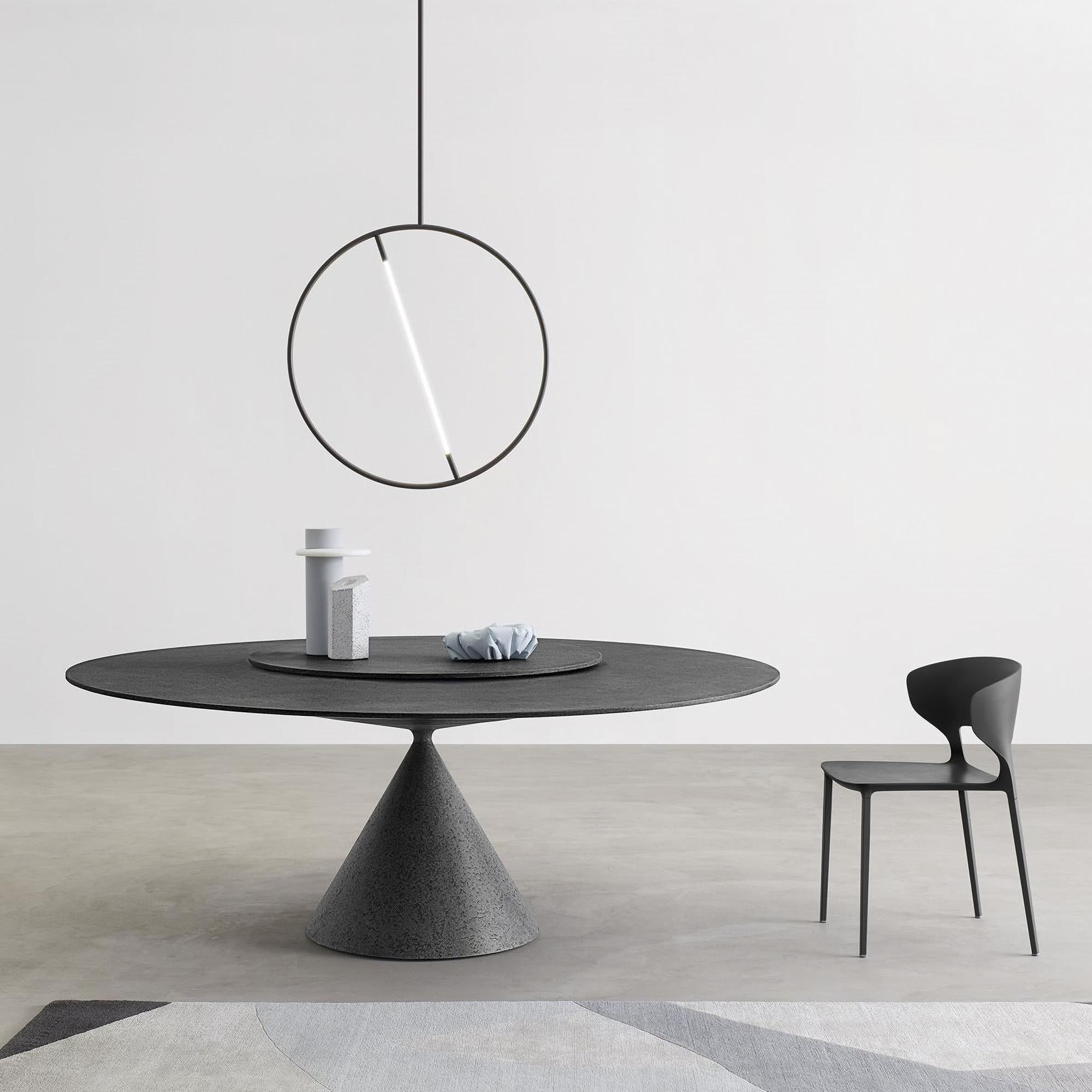 Desalto CLAY Round table with Lazy Susan in Black Concrete by Marc Krusin For Sale 14