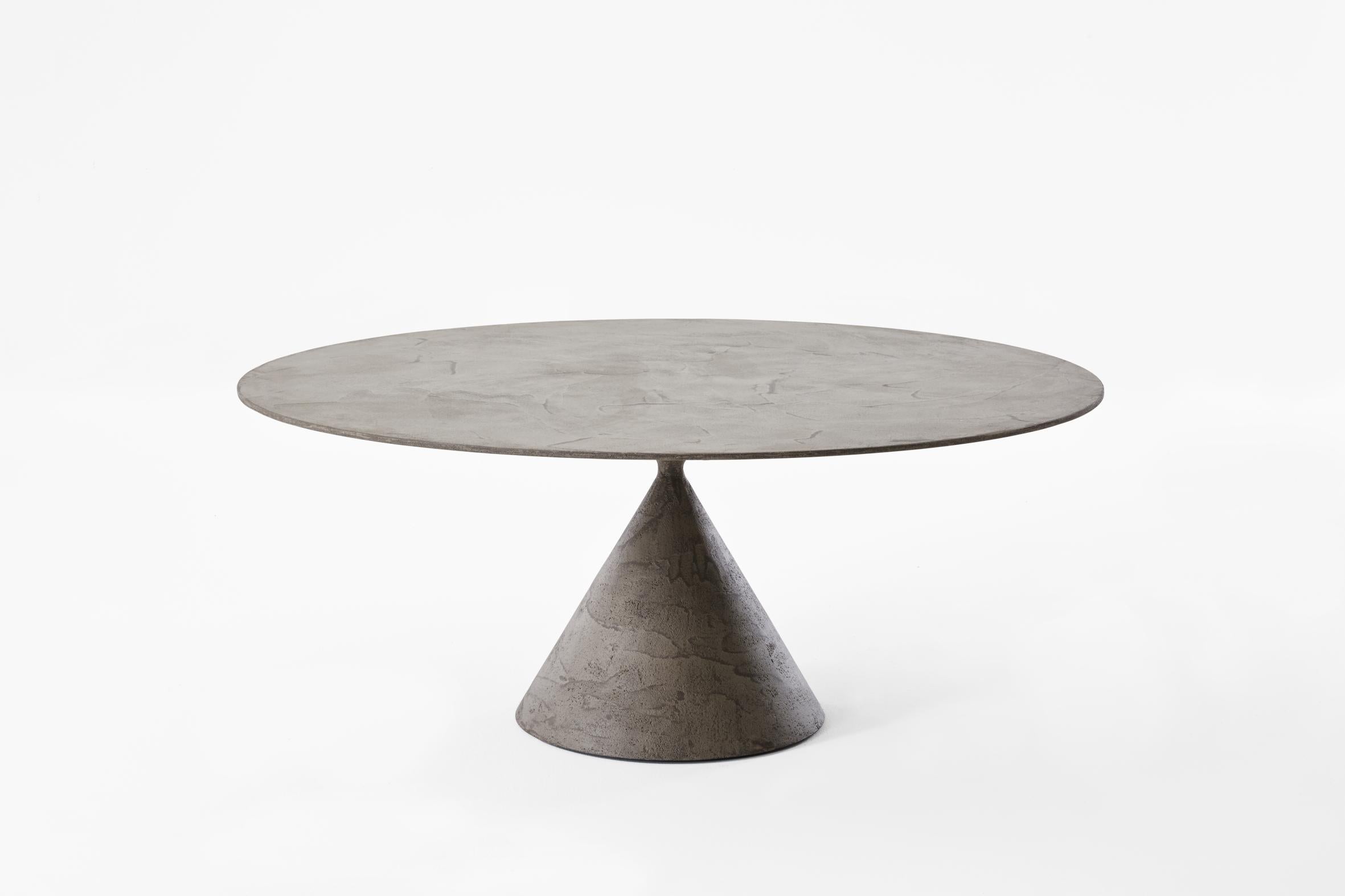 Contemporary Desalto CLAY Round table with Lazy Susan in Black Concrete by Marc Krusin For Sale