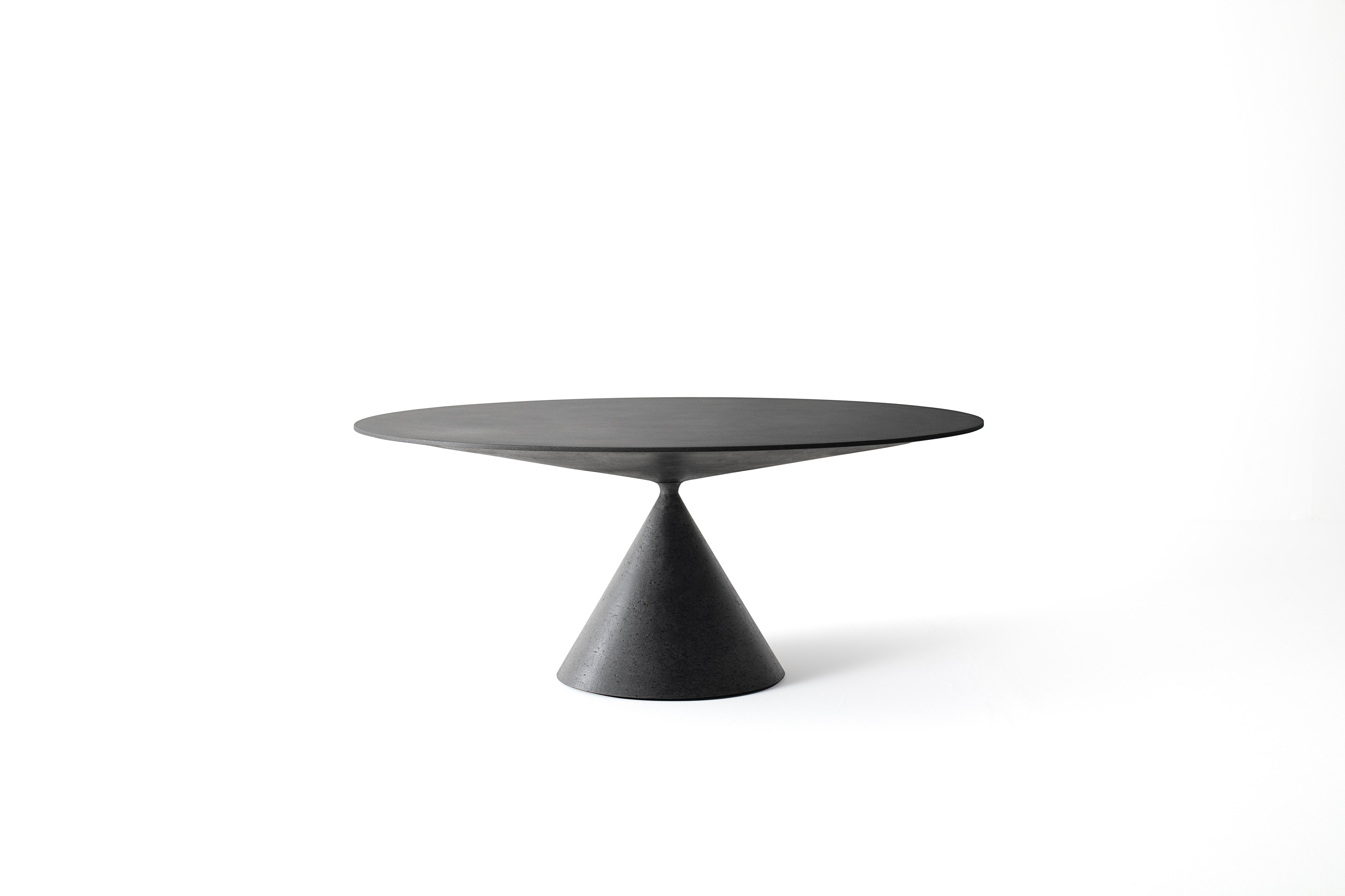 Desalto CLAY Round table with Lazy Susan in Black Concrete by Marc Krusin For Sale 2