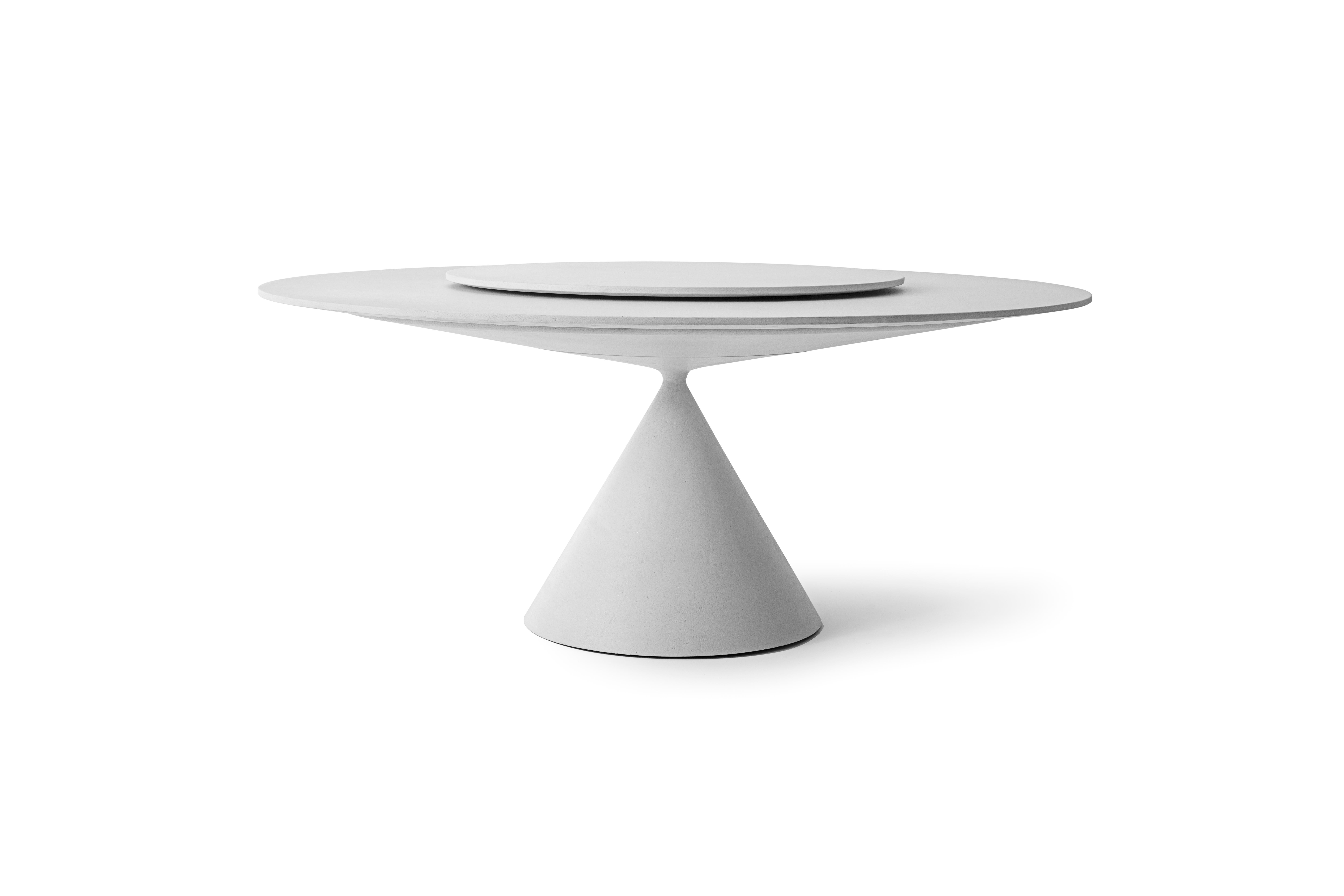 Desalto CLAY Round table with Lazy Susan in Black Concrete by Marc Krusin For Sale 4