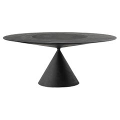 Desalto CLAY Round table with Lazy Susan in Black Concrete by Marc Krusin