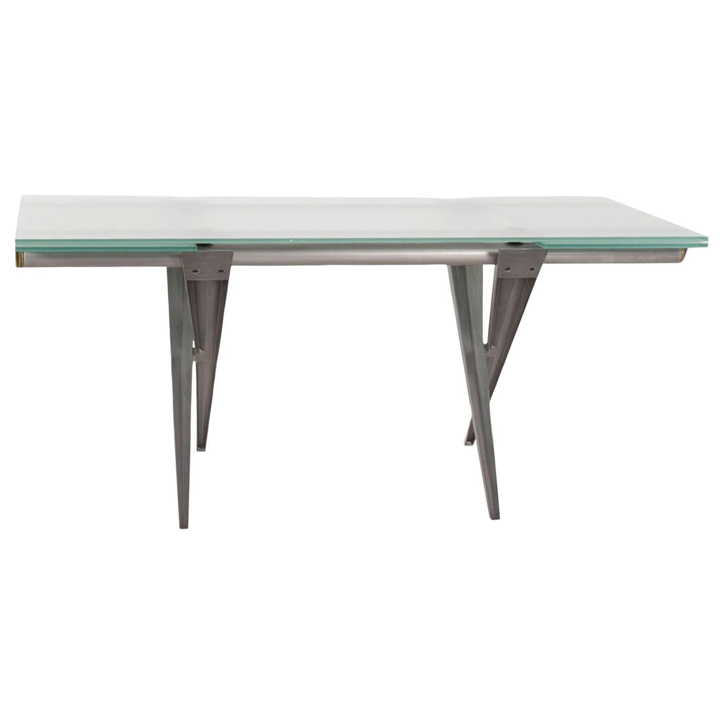 Desalto Glass Dining Table Function Extendable Table For Sale at 1stDibs