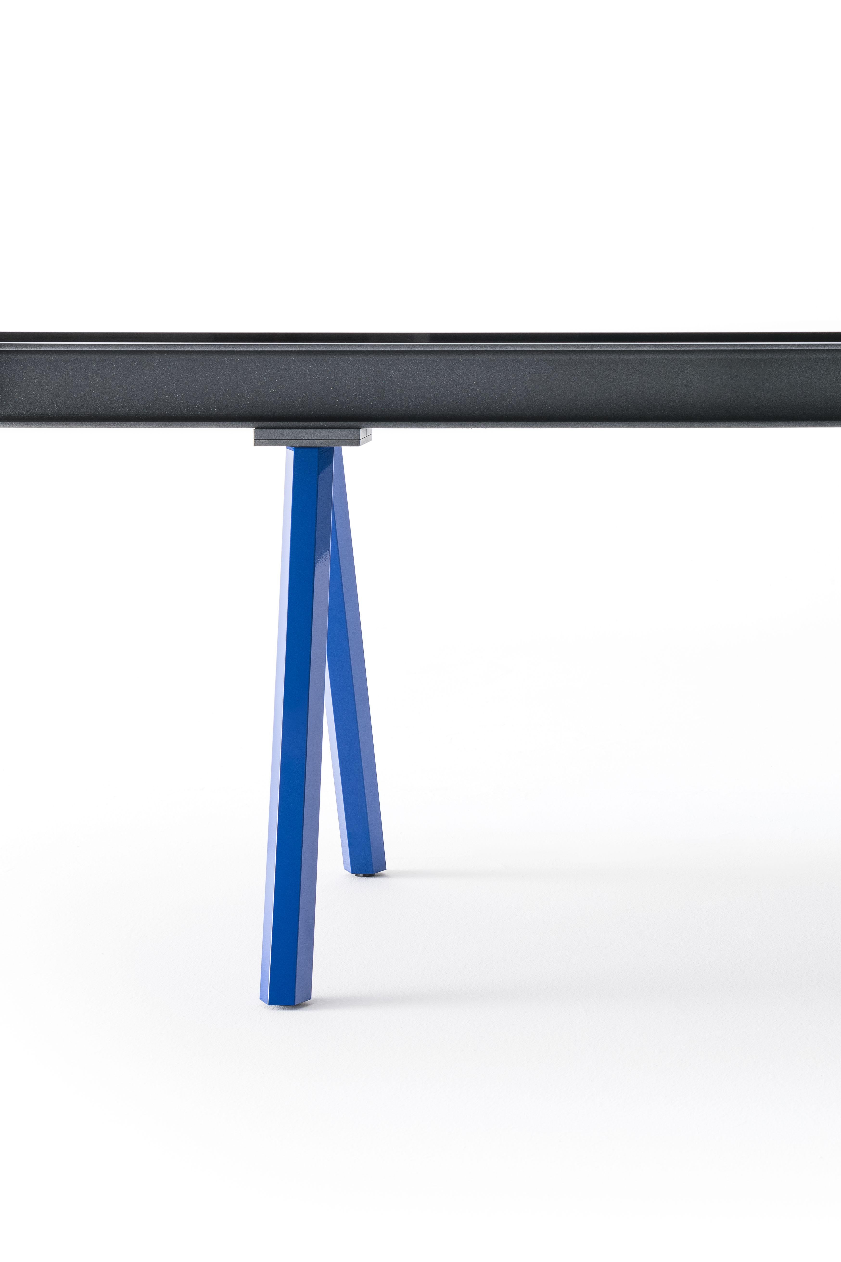 Desalto HEB-Tisch mit Spiegelplatte von Francesco Rota (Stahl) im Angebot
