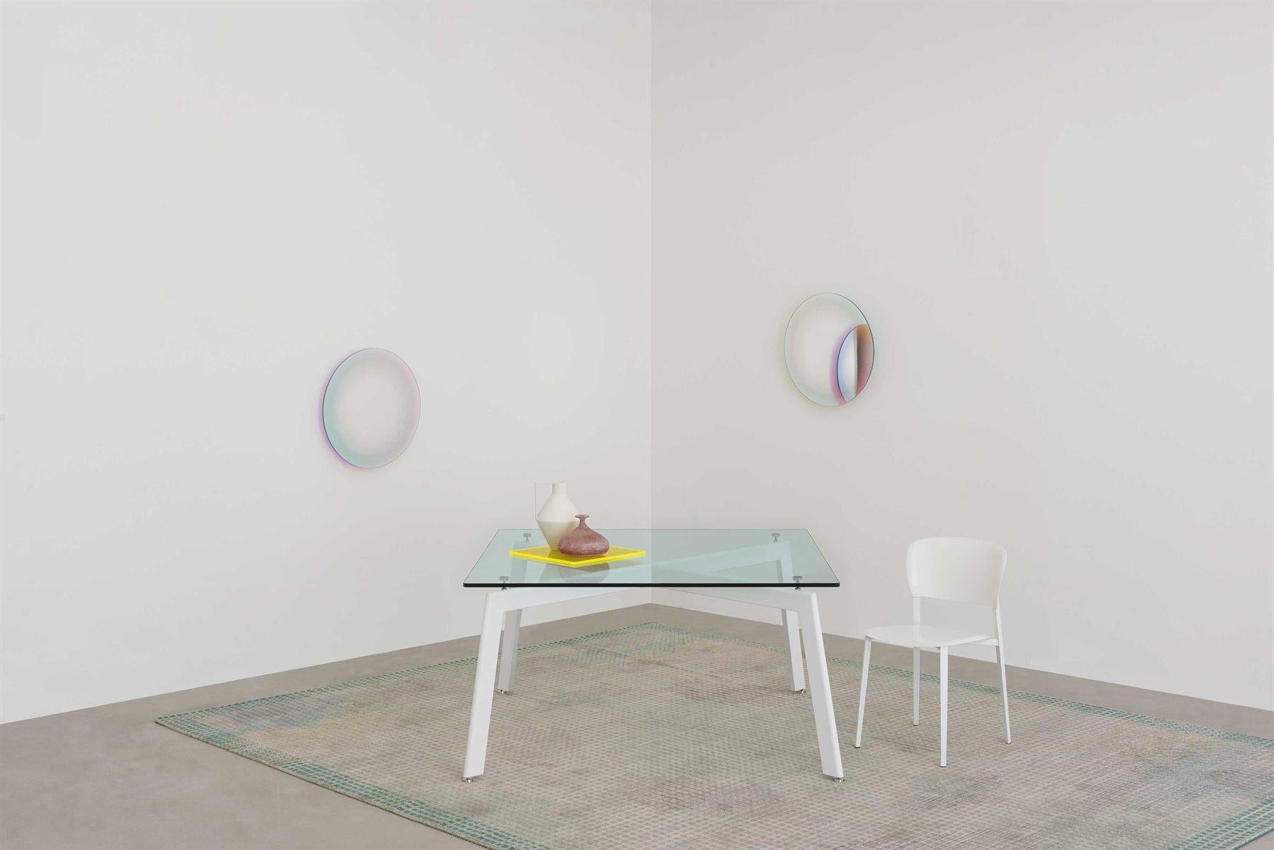 Italian Desalto Link Glass Table Designed by Hannes Wettstein