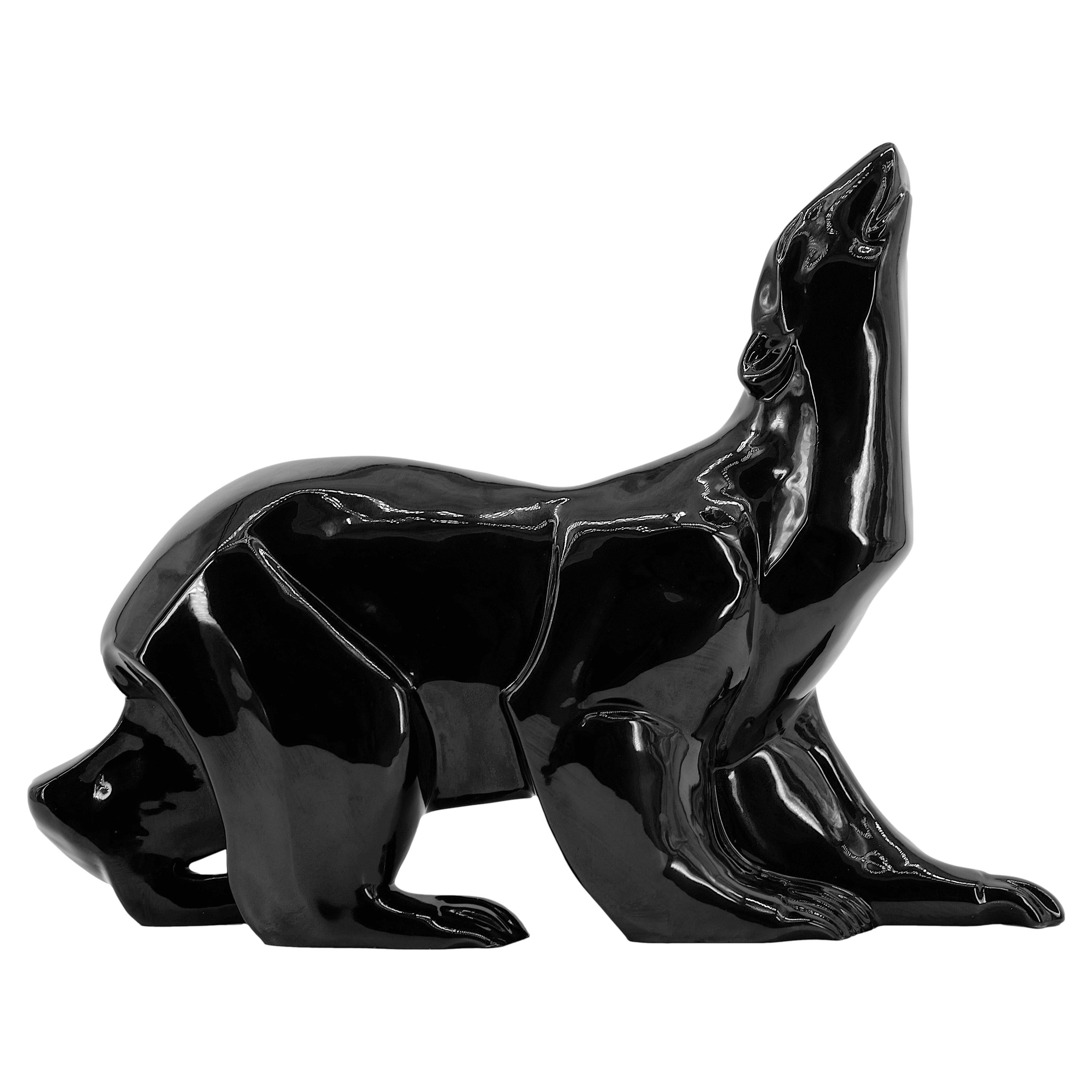 Desbarbieux French Art Deco Ceramic Bear at Saint-Clément, 1920 In Good Condition For Sale In Saint-Amans-des-Cots, FR