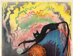 Desbarbieux, Original Vintage Poster, Black Cat, Chat Noir, Ball of Wool, 1922