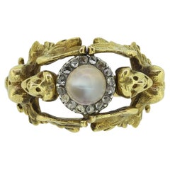 Antique Desbazeille Moonstone and Diamond Angel Ring