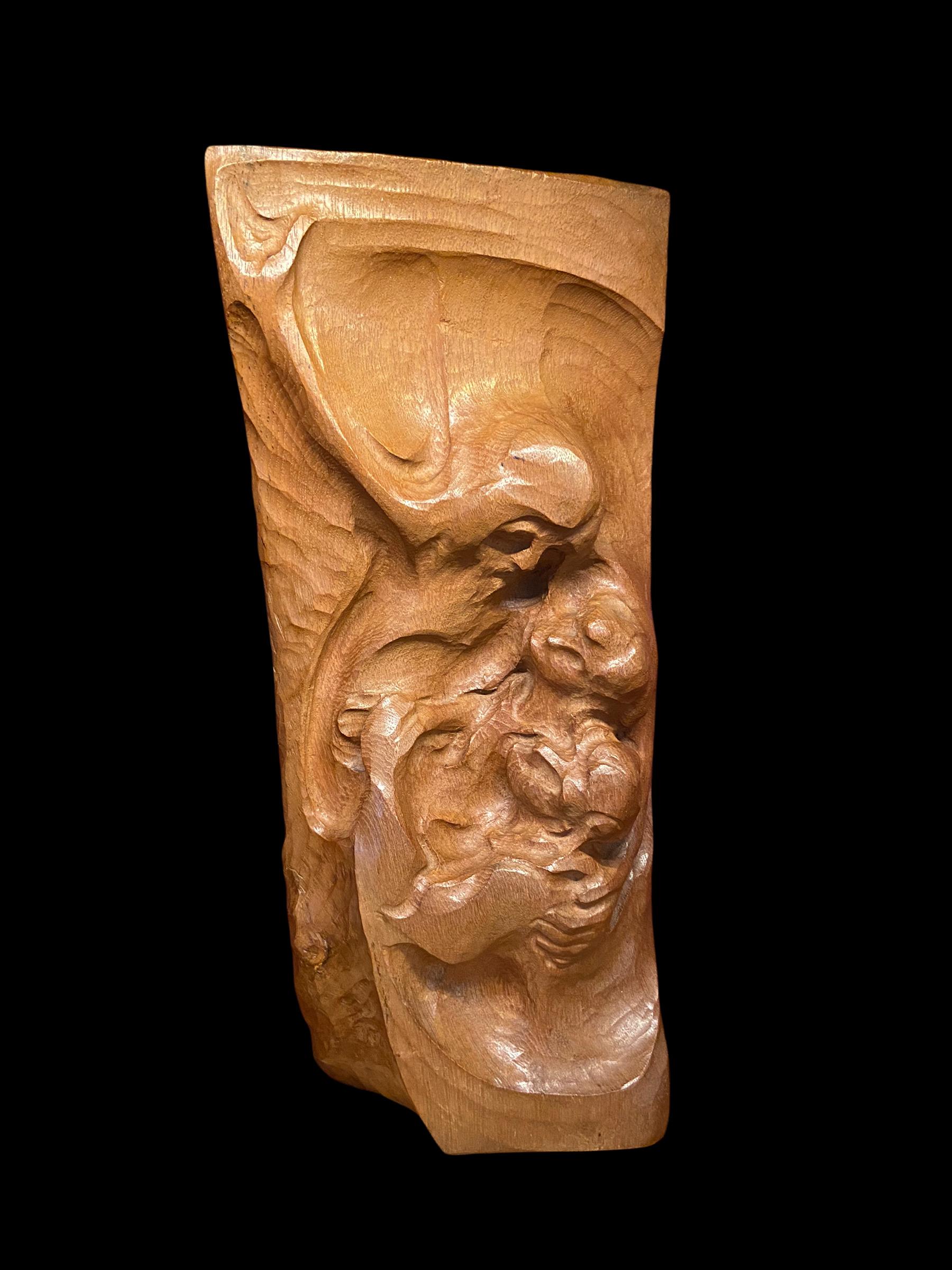 Wooden sculpture by Pieter Biesiot(1890-1980 Driebergen Holland) depicting “Descent from the cross”. Made of oak in the 1930s. Pieter Biesiot sought to approach the essence of things with extremely simple forms. This piece of art is in a very good