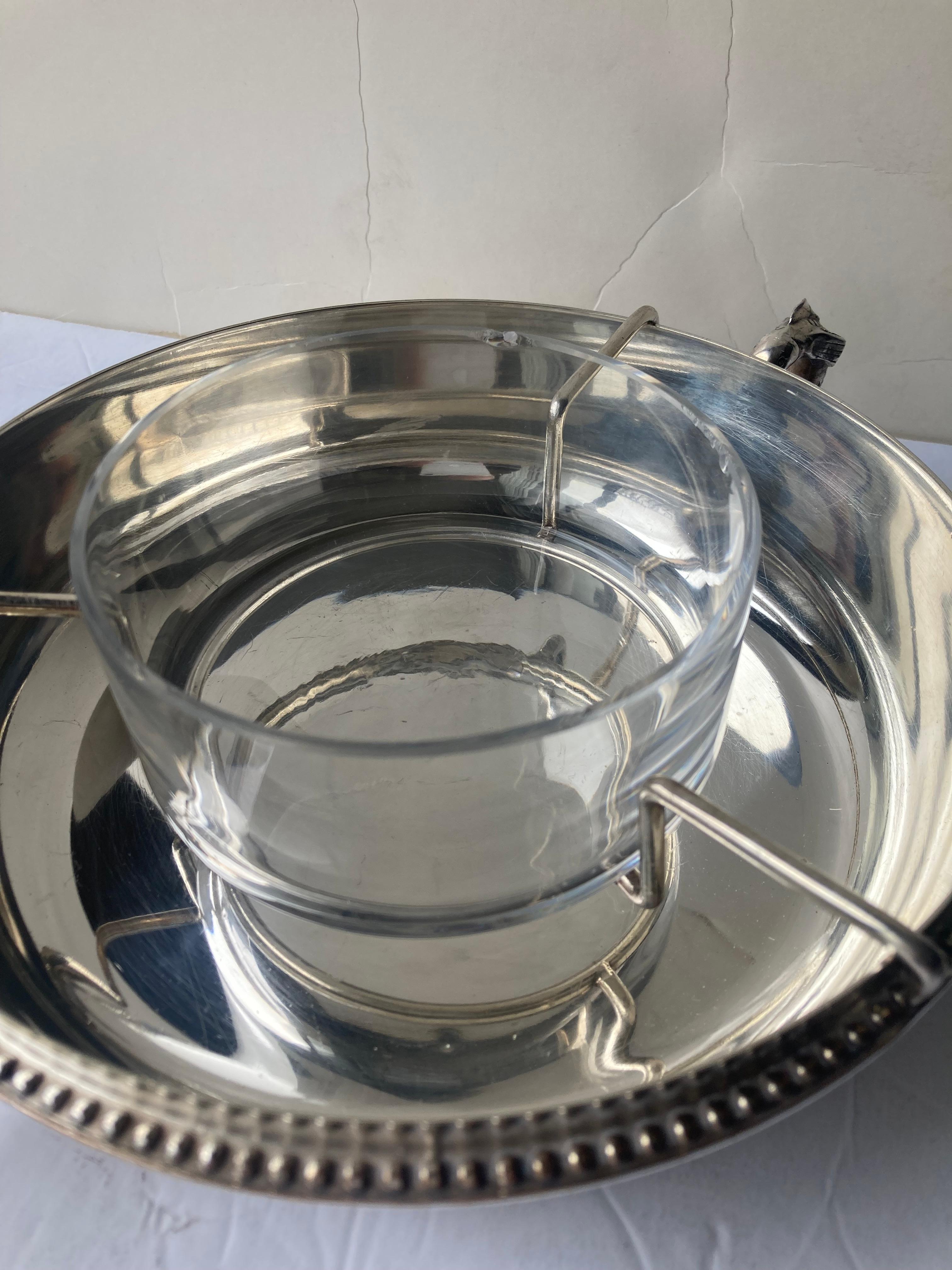 Deschamps Freres, Placa de plata  Plato de caviar Metalistería en venta