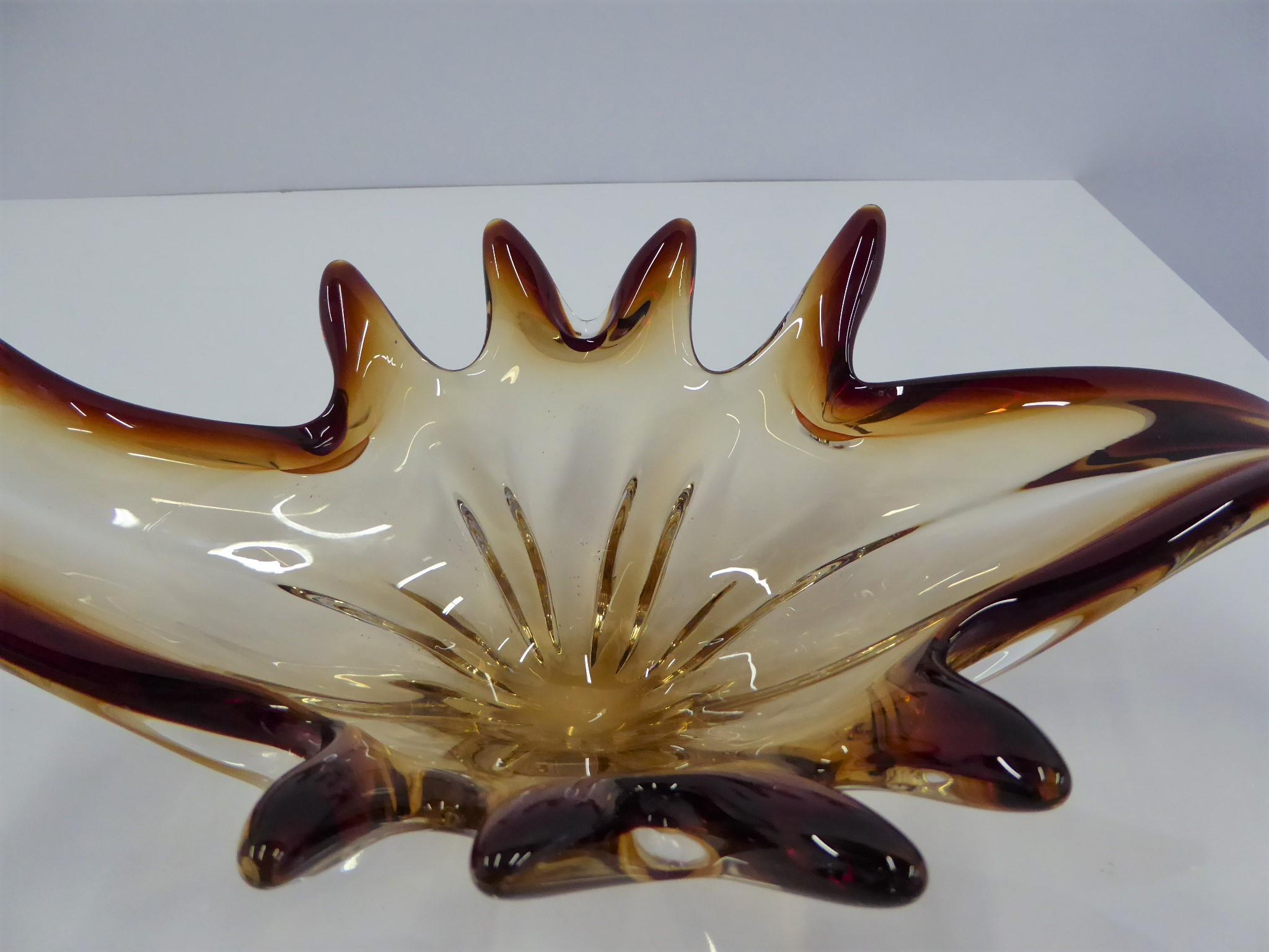 Italian Large Modern Freeform Blown Murano Glass Vessel, Italy, 1960s For Sale