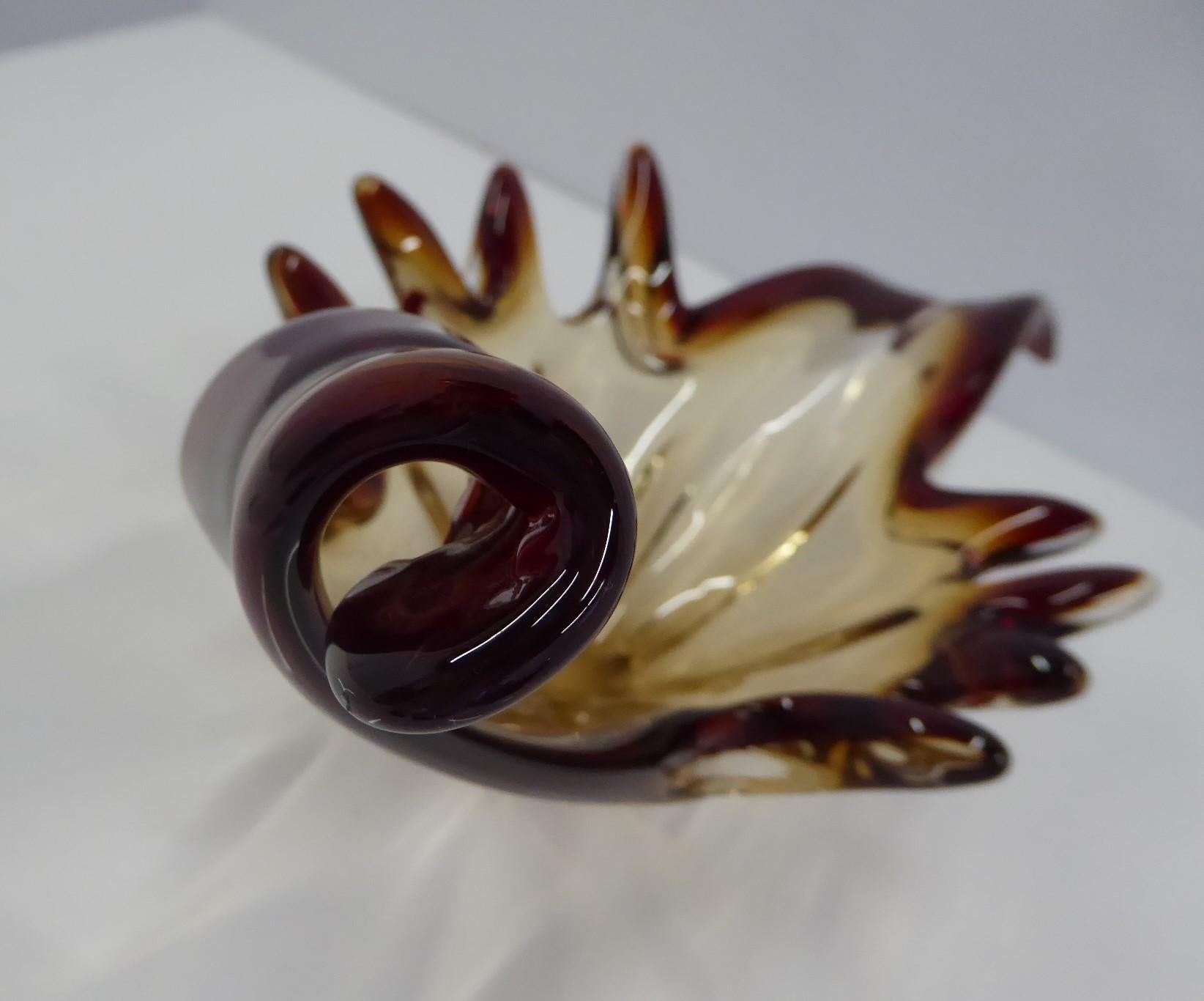 Large Modern Freeform Blown Murano Glass Vessel, Italy, 1960s In Good Condition For Sale In Miami, FL