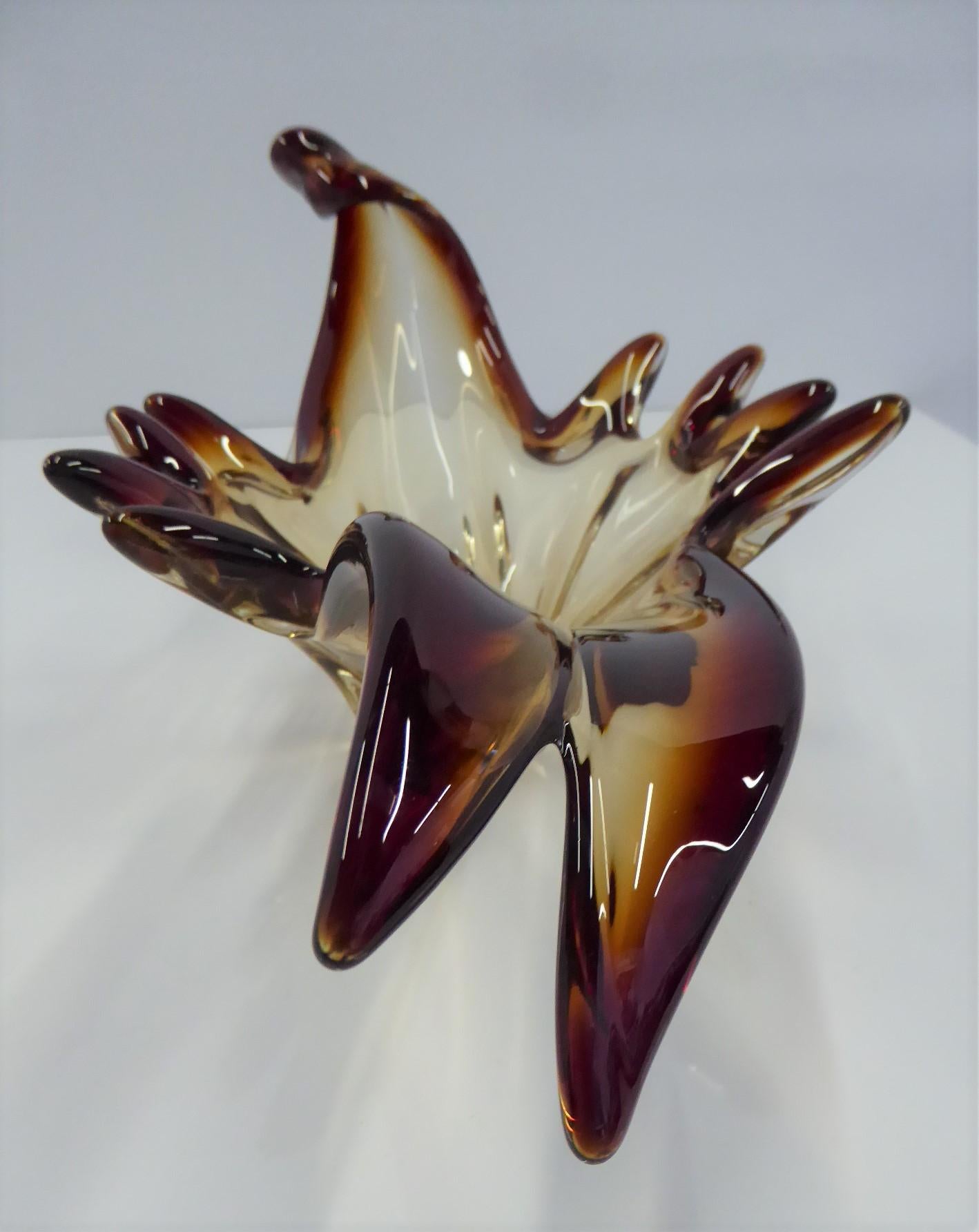 Blown Glass Large Modern Freeform Blown Murano Glass Vessel, Italy, 1960s For Sale