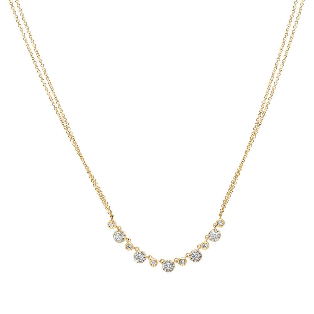 Description 0.56 Carat 14 Karat Yellow Gold Diamond Necklace In New Condition In New York, NY