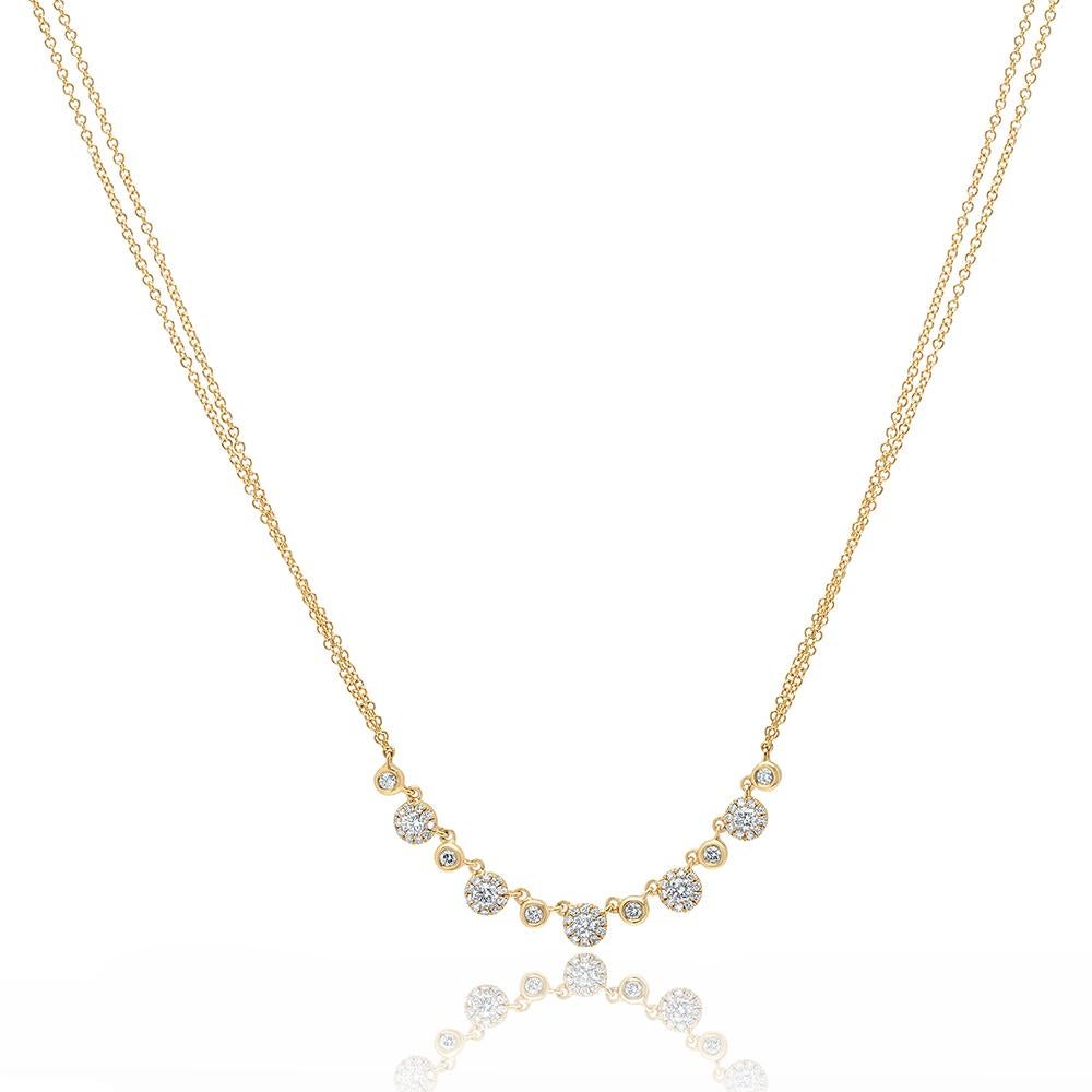 Description 0.56 Carat 14 Karat Yellow Gold Diamond Necklace