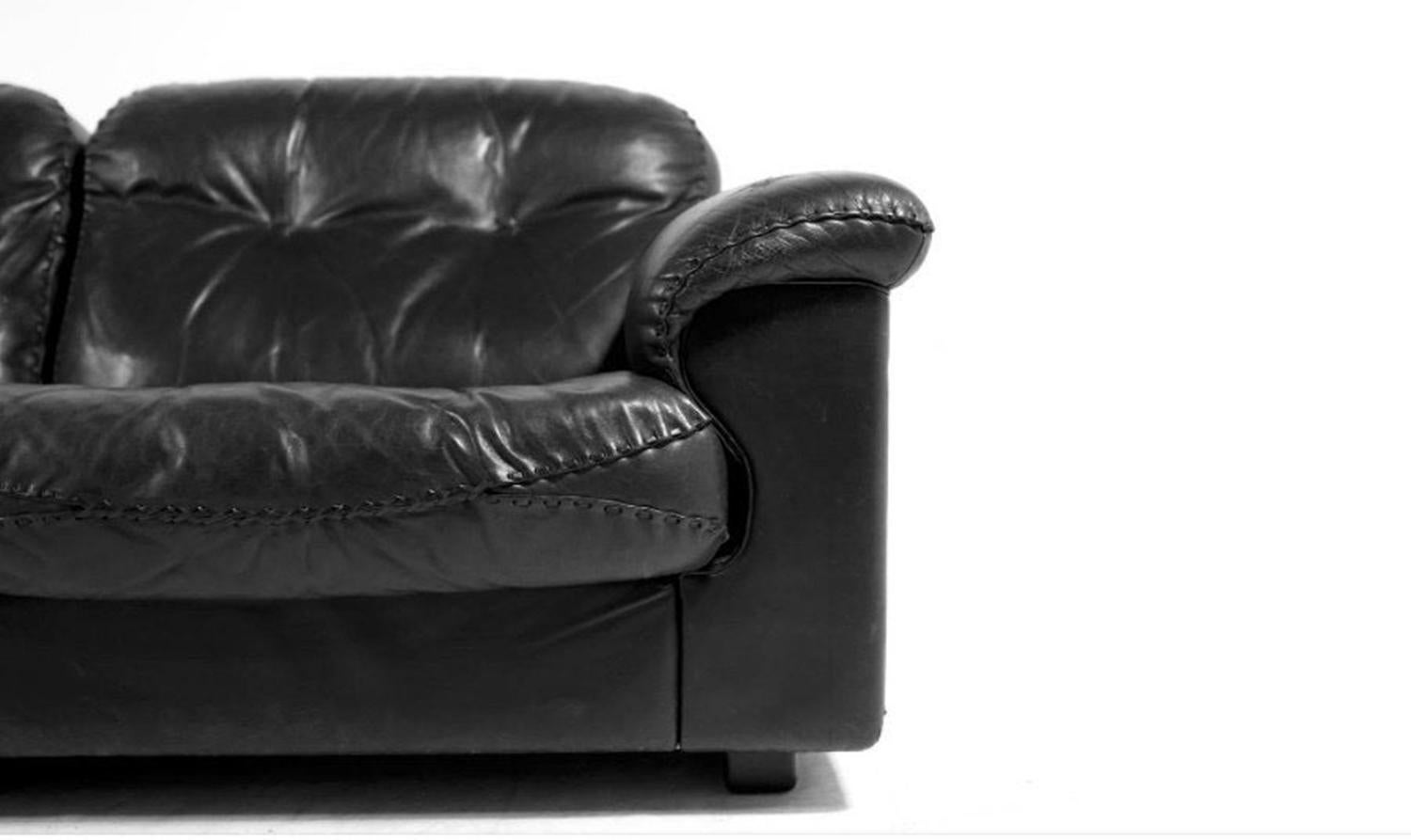 DeSede 3 Seater Sofa in Black Leather 2