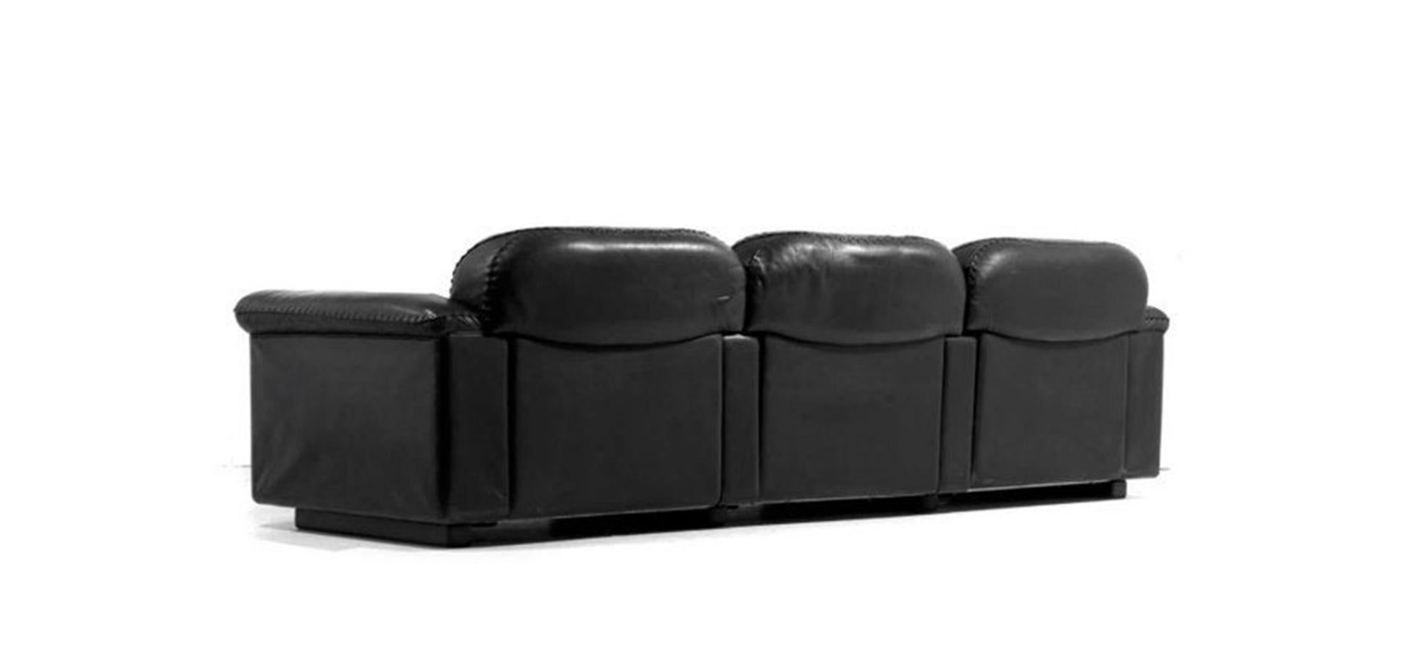 Swiss DeSede 3 Seater Sofa in Black Leather