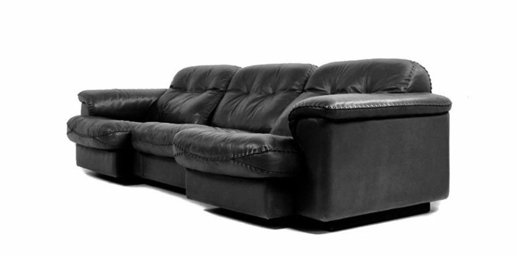 Late 20th Century DeSede 3 Seater Sofa in Black Leather