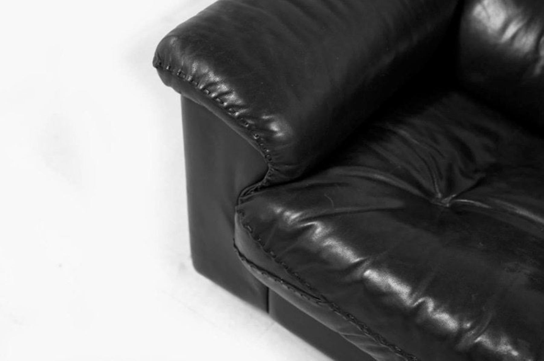 DeSede 3 Seater Sofa in Black Leather 1