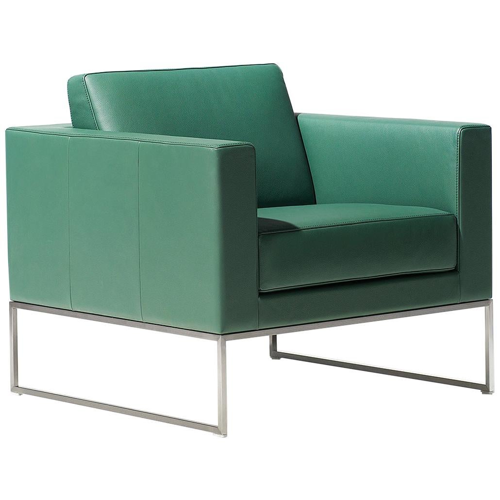 De Sede DS-160 Armchair in Turquoise Leather Upholstery by De Sede Design Team For Sale