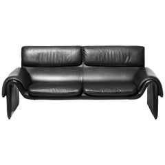 De Sede DS-2011 Two-Seat Sofa in Black Upholstery by De Sede Design Team