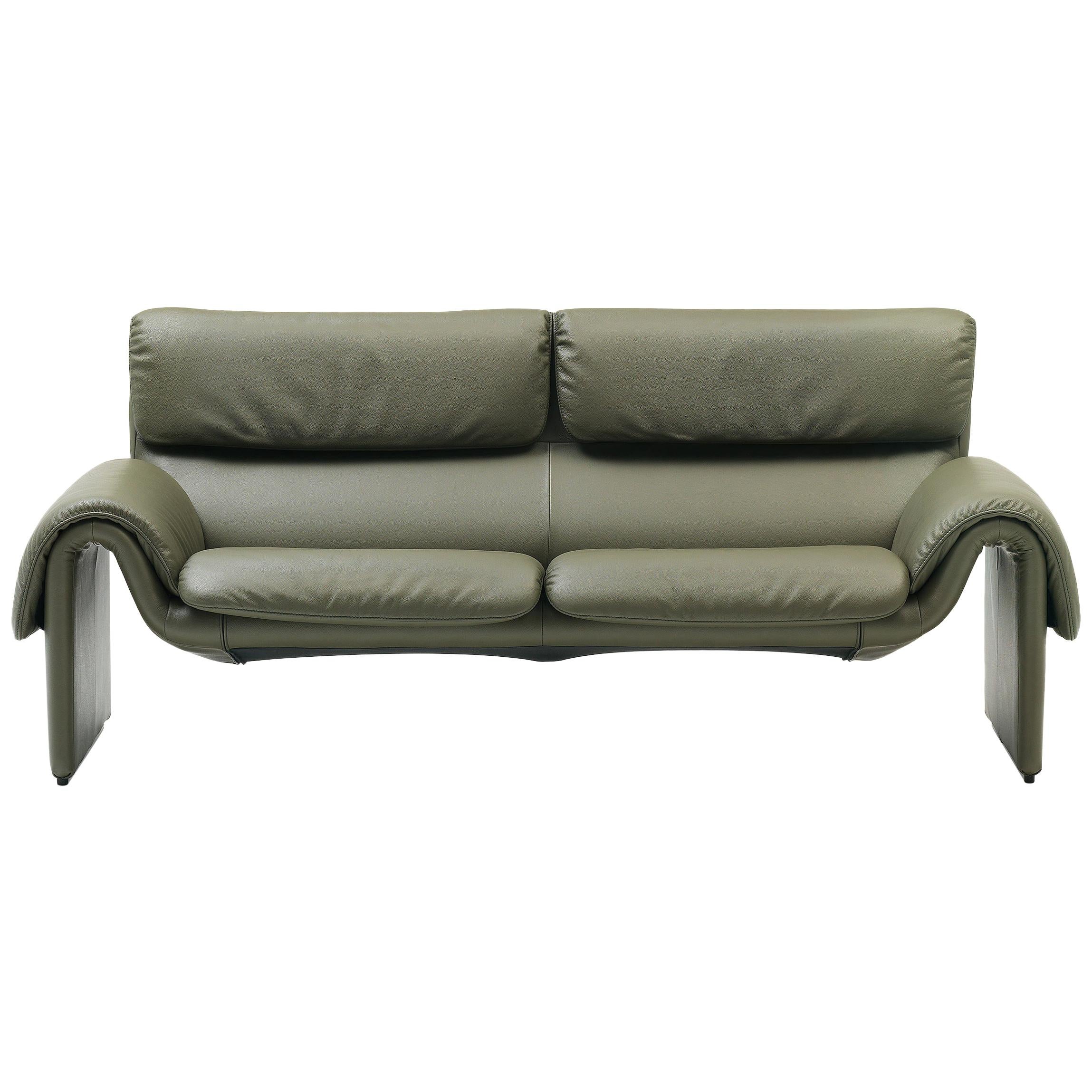 De Sede Ds-2011 Two-Seat Sofa in Jade Upholstery by De Sede Design Team