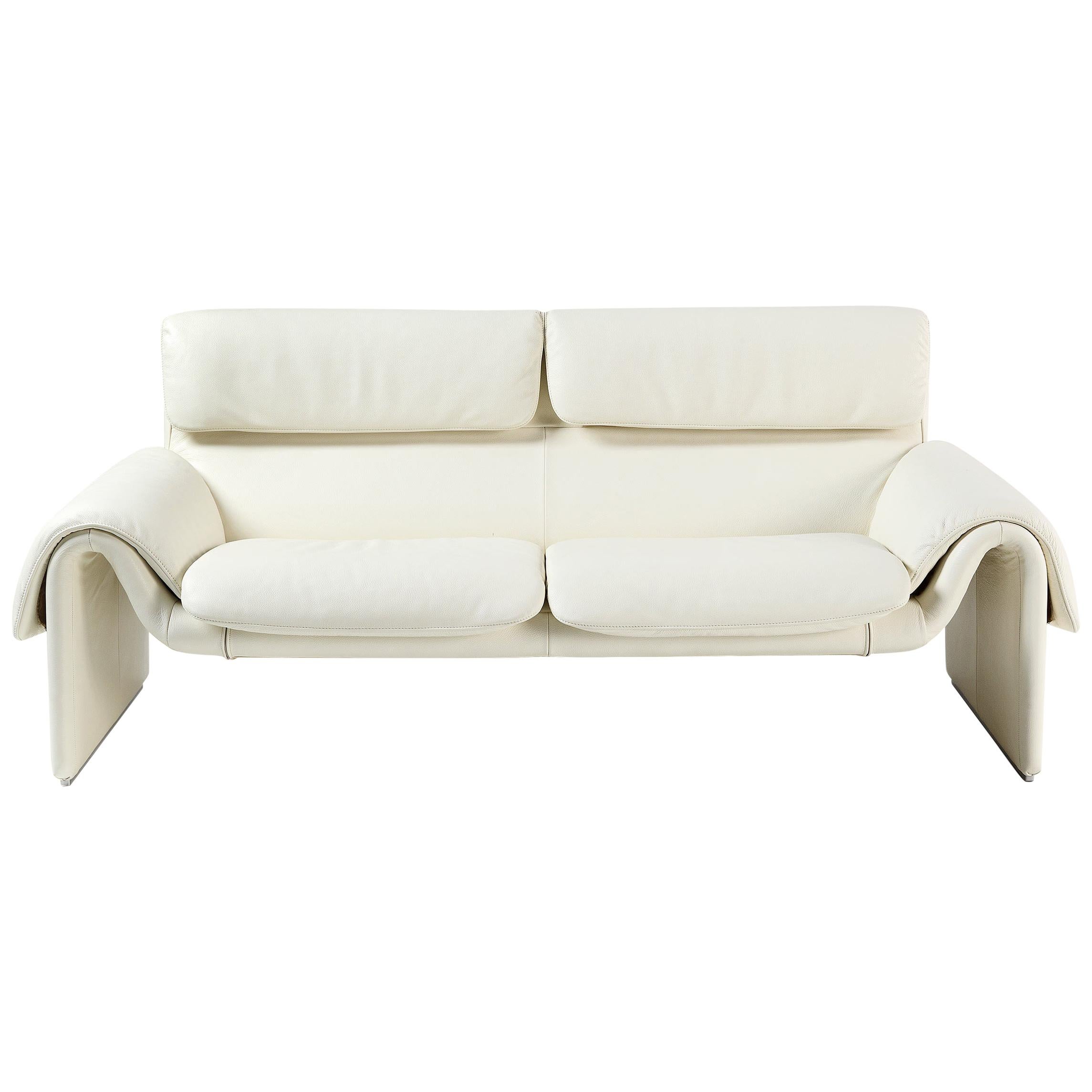 De Sede DS-2011 Two-Seater Sofa in Snow Upholstery by De Sede Design Team