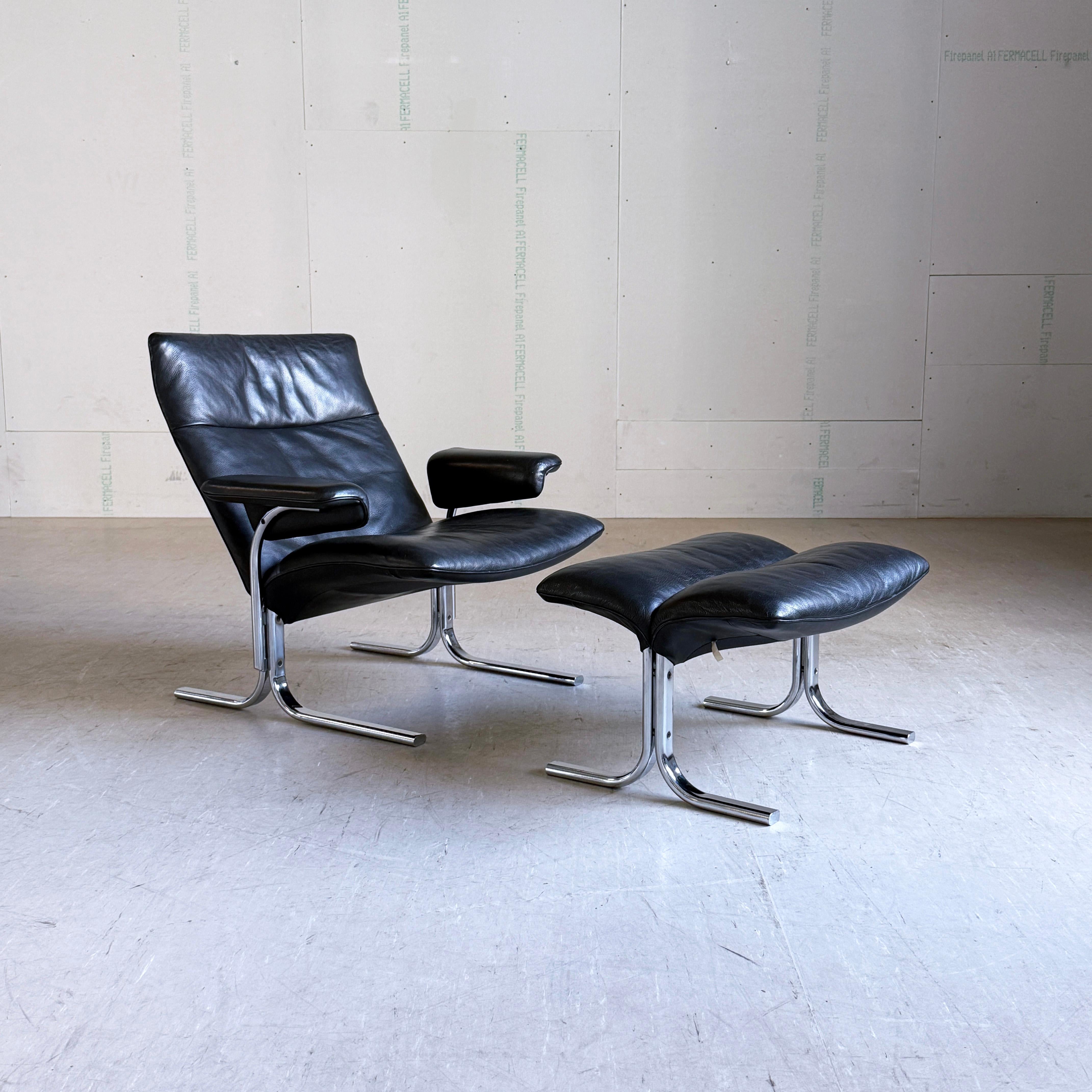 DeSede DS 2030 Leder-Loungesessel und -Ottomane von Hans Eichenberger, 1979 im Angebot 4