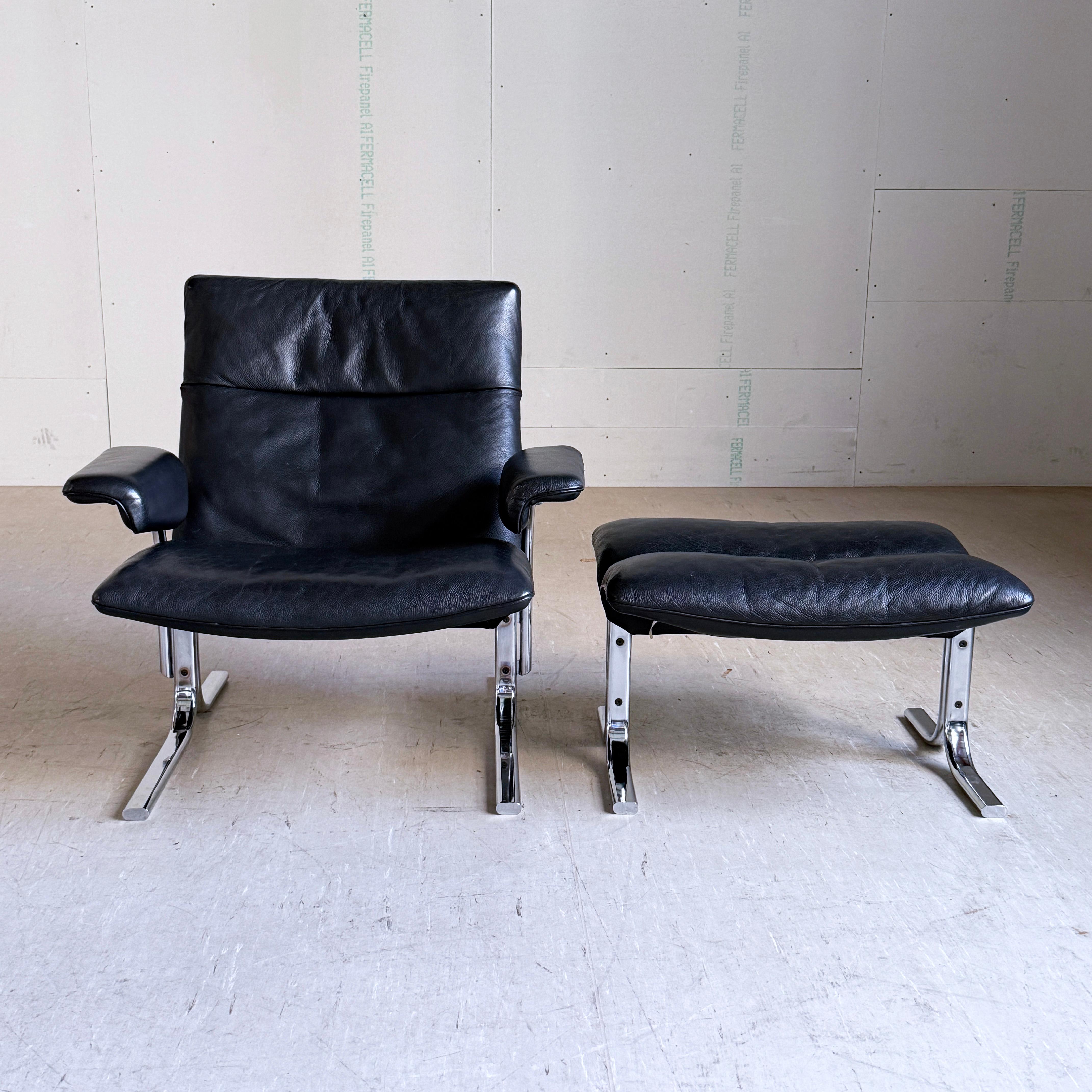 DeSede DS 2030 Leder-Loungesessel und -Ottomane von Hans Eichenberger, 1979 im Angebot 6