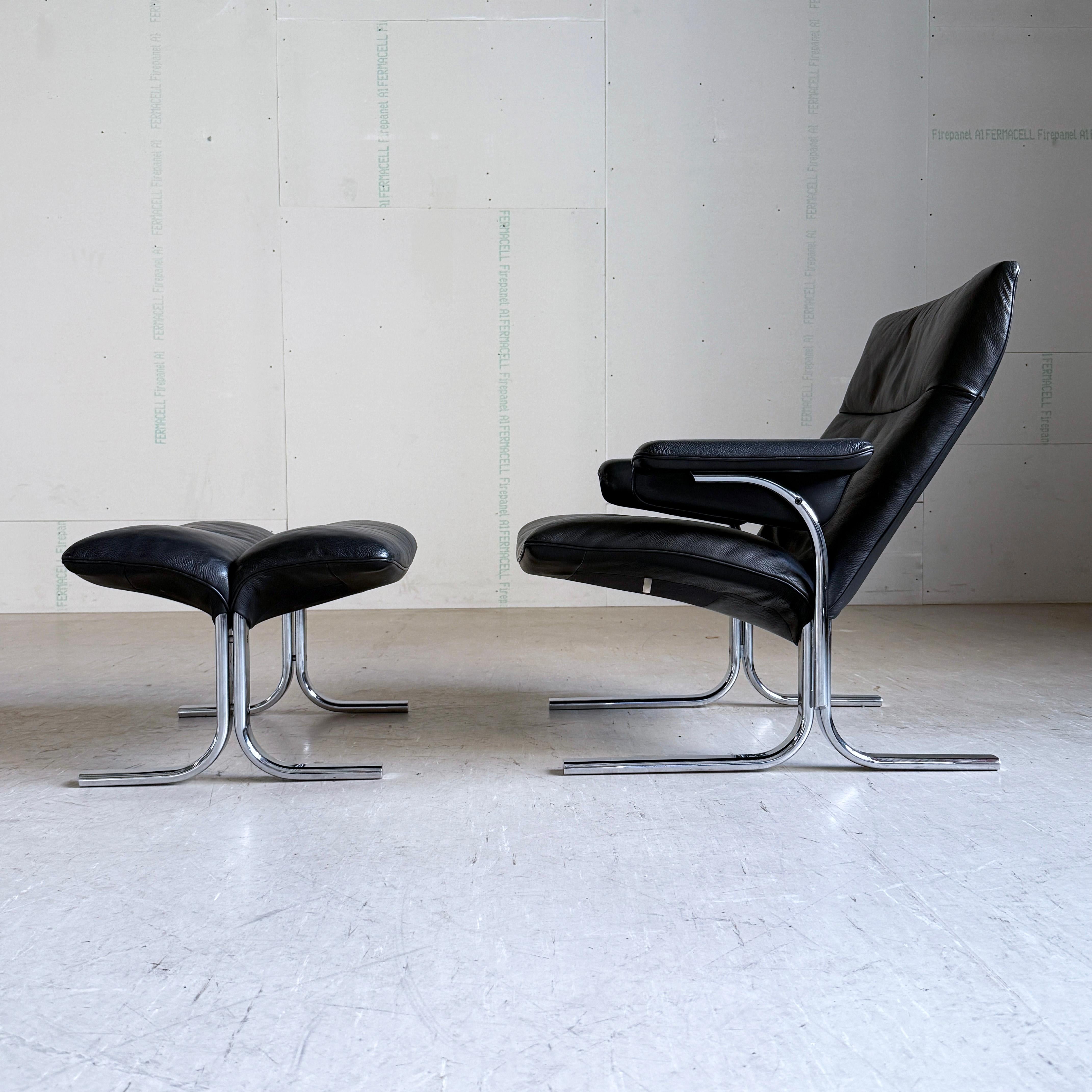 DeSede DS 2030 Leder-Loungesessel und -Ottomane von Hans Eichenberger, 1979 im Angebot 10