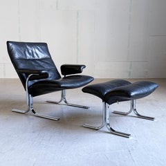 DeSede DS 2030 Leder-Loungesessel und -Ottomane von Hans Eichenberger, 1979