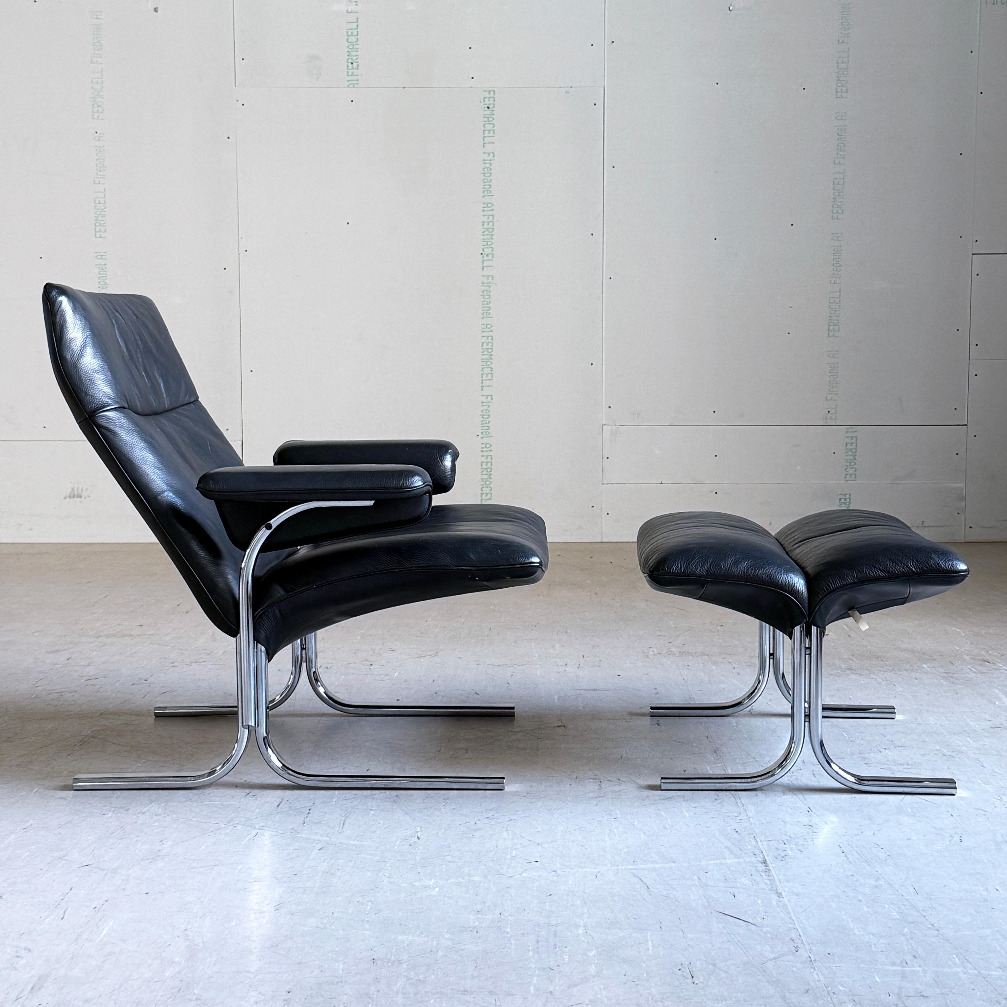 DeSede DS 2030 Leder-Loungesessel und -Ottomane von Hans Eichenberger, 1979 (Schweizerisch) im Angebot