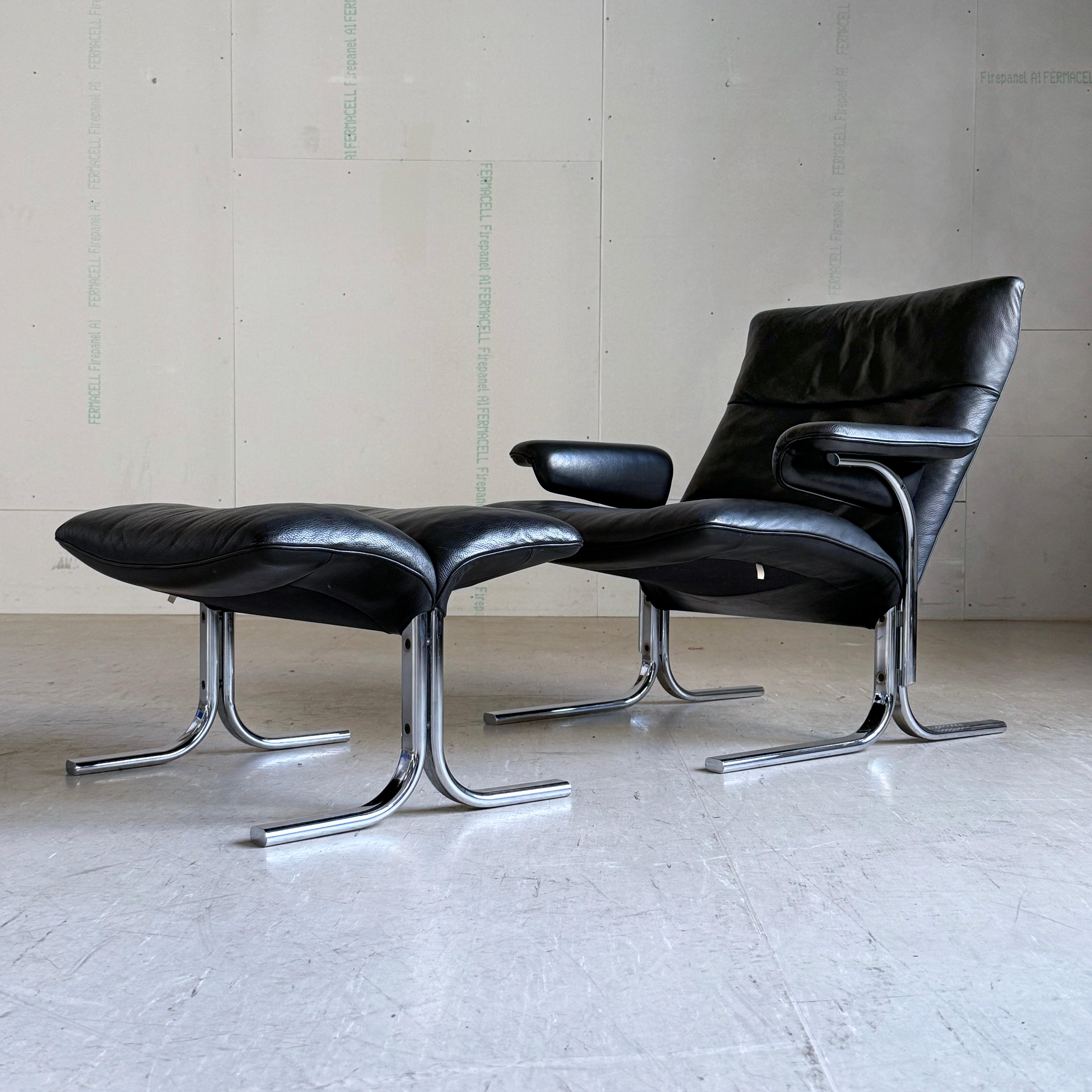 DeSede DS 2030 Leder-Loungesessel und -Ottomane von Hans Eichenberger, 1979 im Zustand „Gut“ im Angebot in Bern, CH