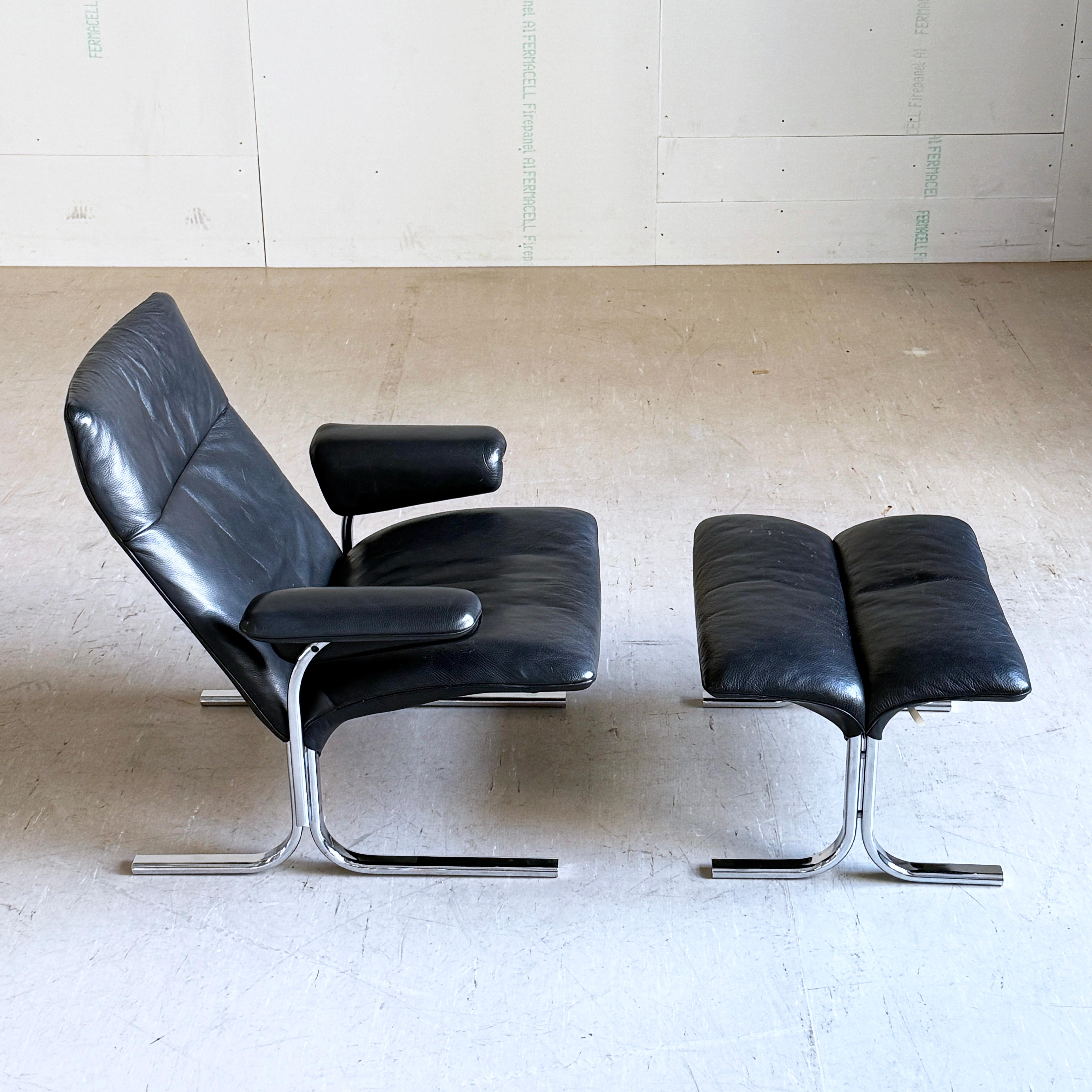 DeSede DS 2030 Leder-Loungesessel und -Ottomane von Hans Eichenberger, 1979 im Angebot 1