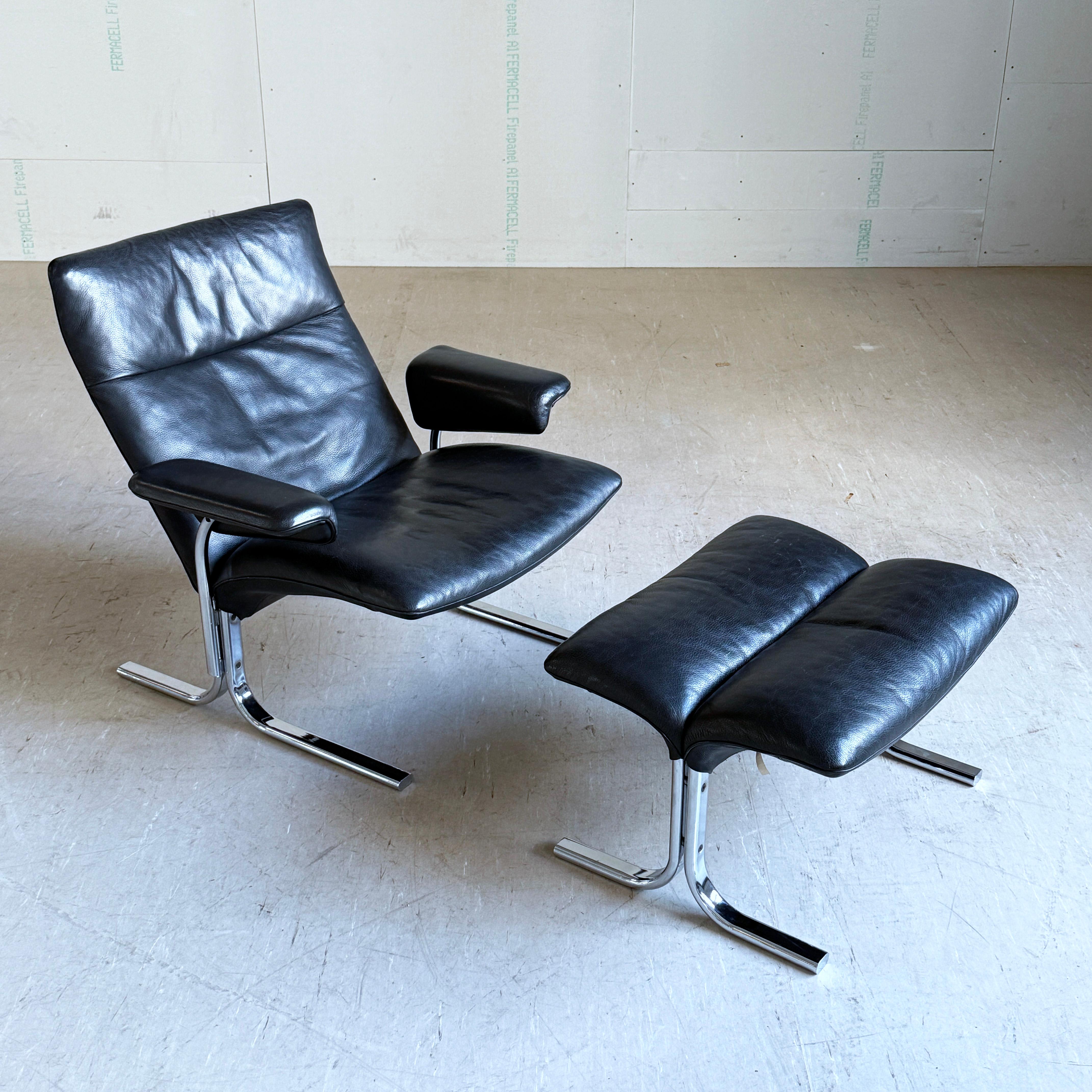 DeSede DS 2030 Leder-Loungesessel und -Ottomane von Hans Eichenberger, 1979 im Angebot 3