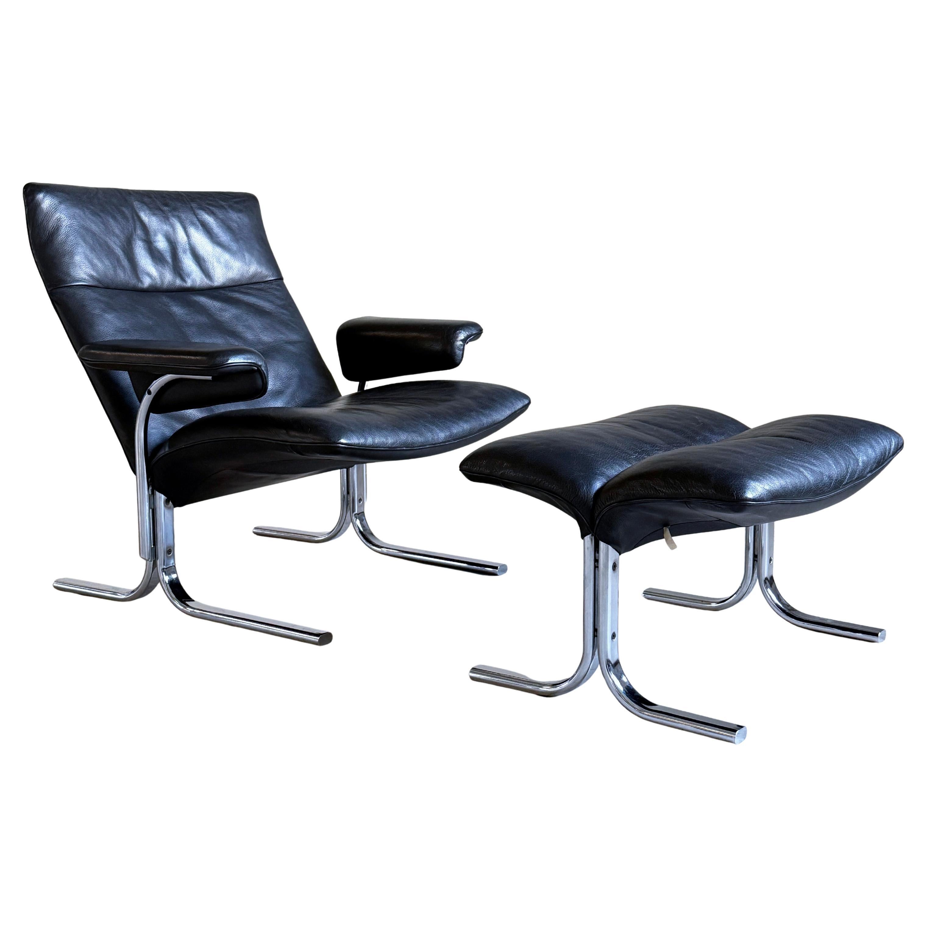 DeSede DS 2030 Leder-Loungesessel und -Ottomane von Hans Eichenberger, 1979 im Angebot