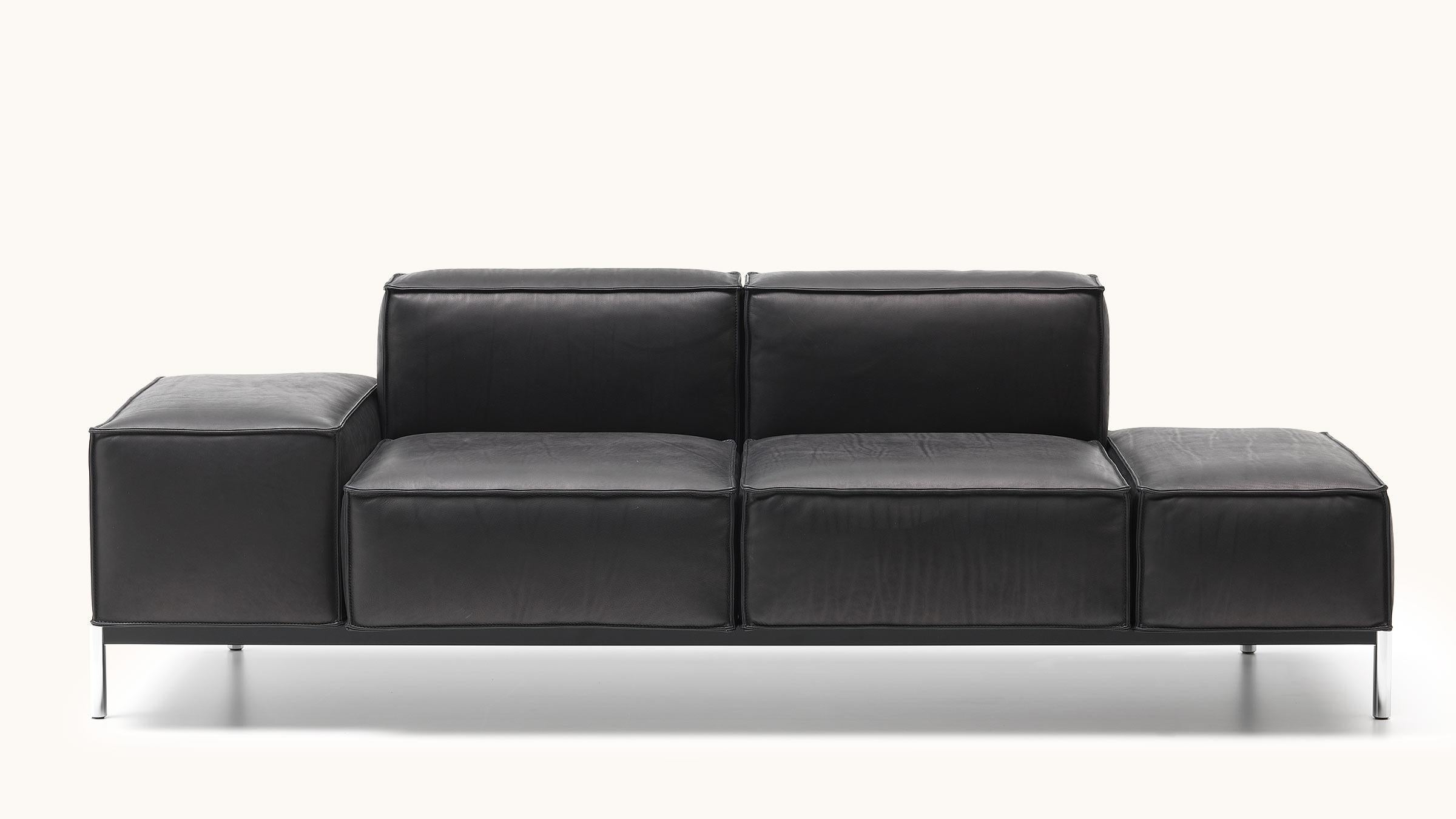 Modern De Sede DS-21/123A Two-Seat Modular Sofa in Black Leather by Stephan Hürlemann For Sale