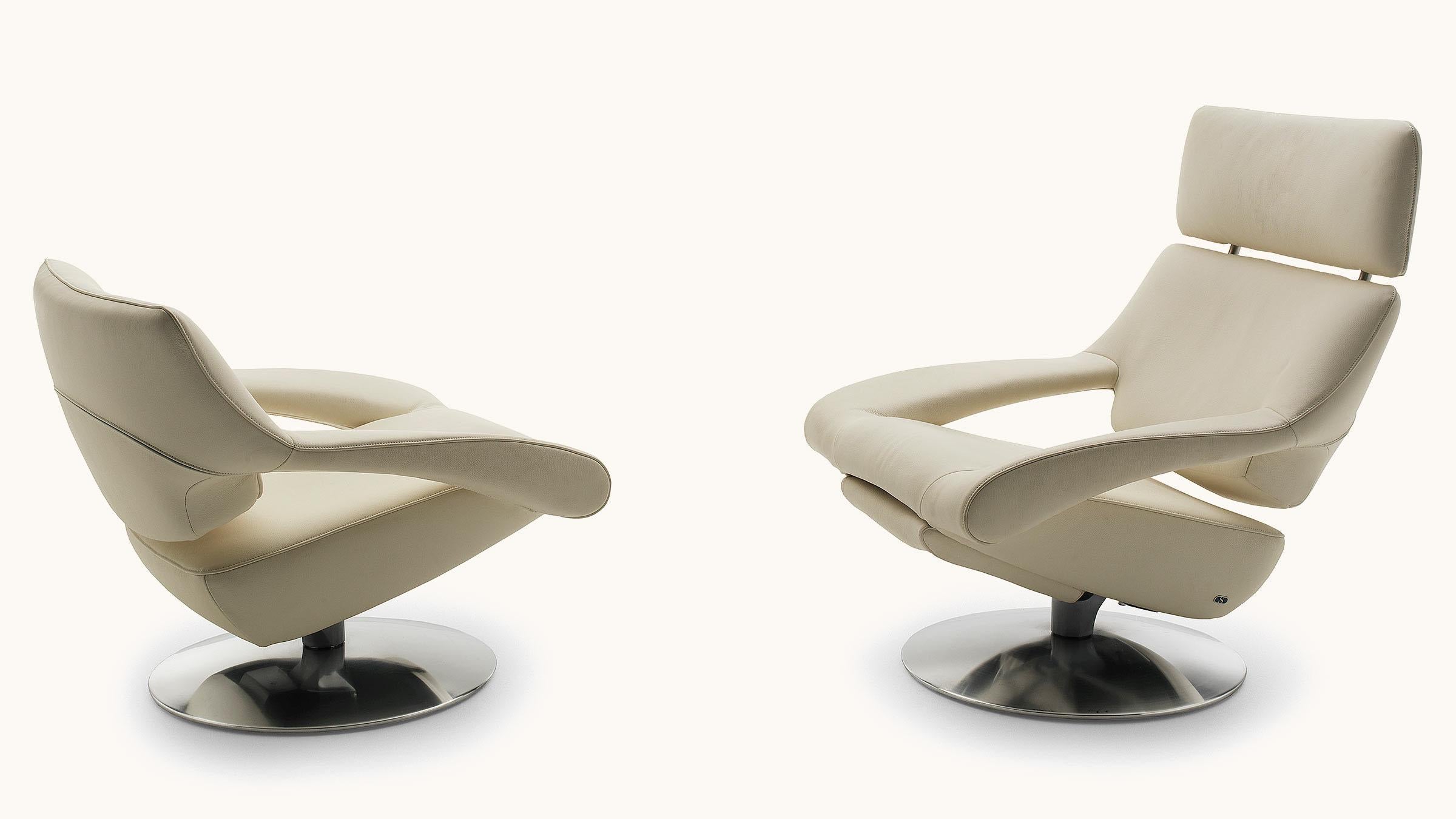 Moderne Fauteuil à dossier bas DS-255 De Sede en tissu d'ameublement des neiges par De Sede Design Team en vente