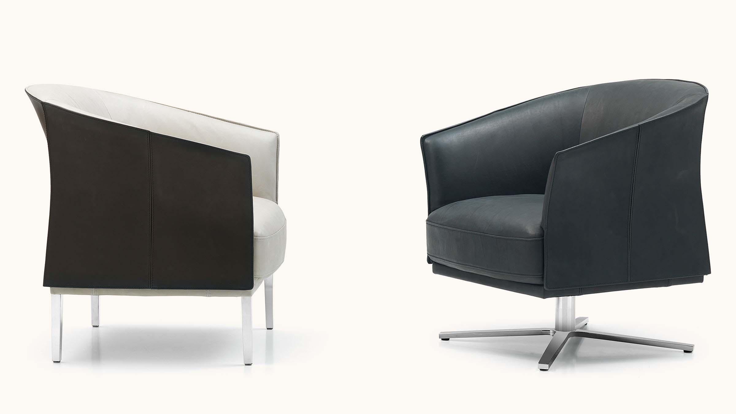 De Sede DS-291 Sillón giratorio con base de estrella en piel de color topo by De Sede Design Team Moderno en venta