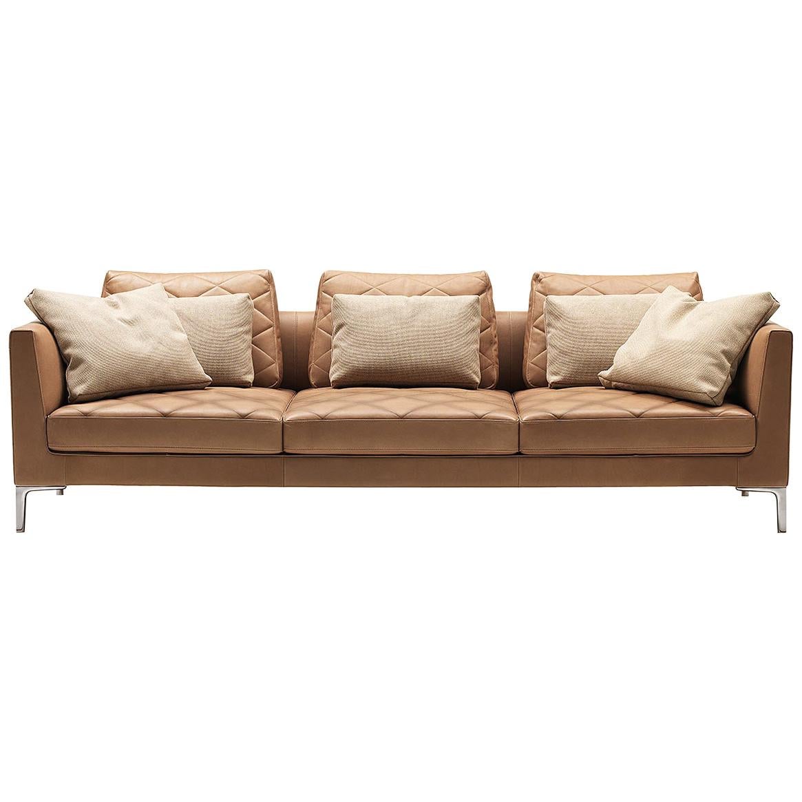 De Sede DS-48 Three-Seat Sofa in Nougat Upholstery by Antonella Scarpitta For Sale