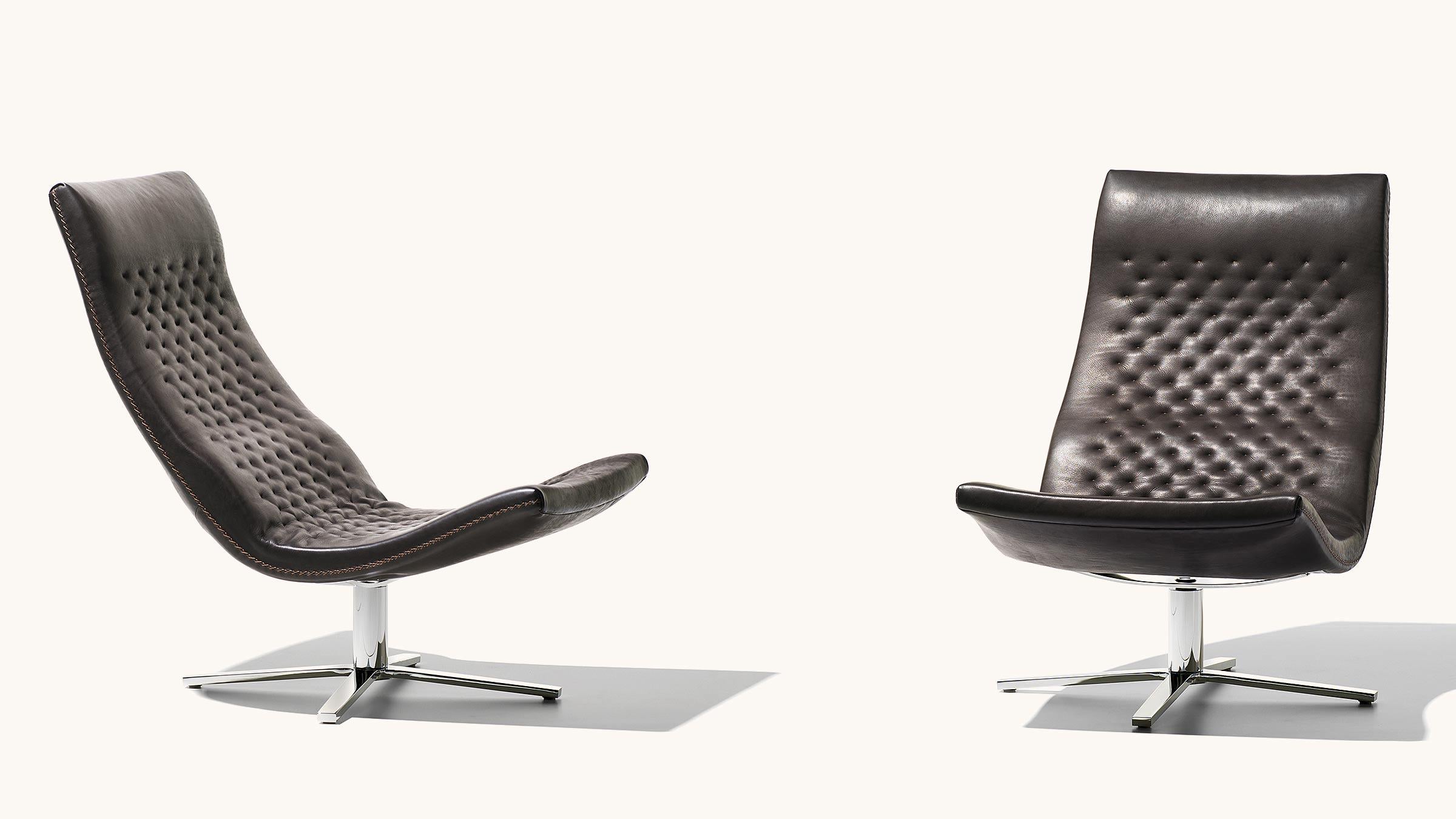 Le fauteuil pivotant DS-51 a contribué à établir la réputation mondiale de De Sede en matière de fabrication artisanale suisse et de production de la plus haute qualité. Disponible en option avec ou sans accoudoirs, ce modèle Classic garantit un