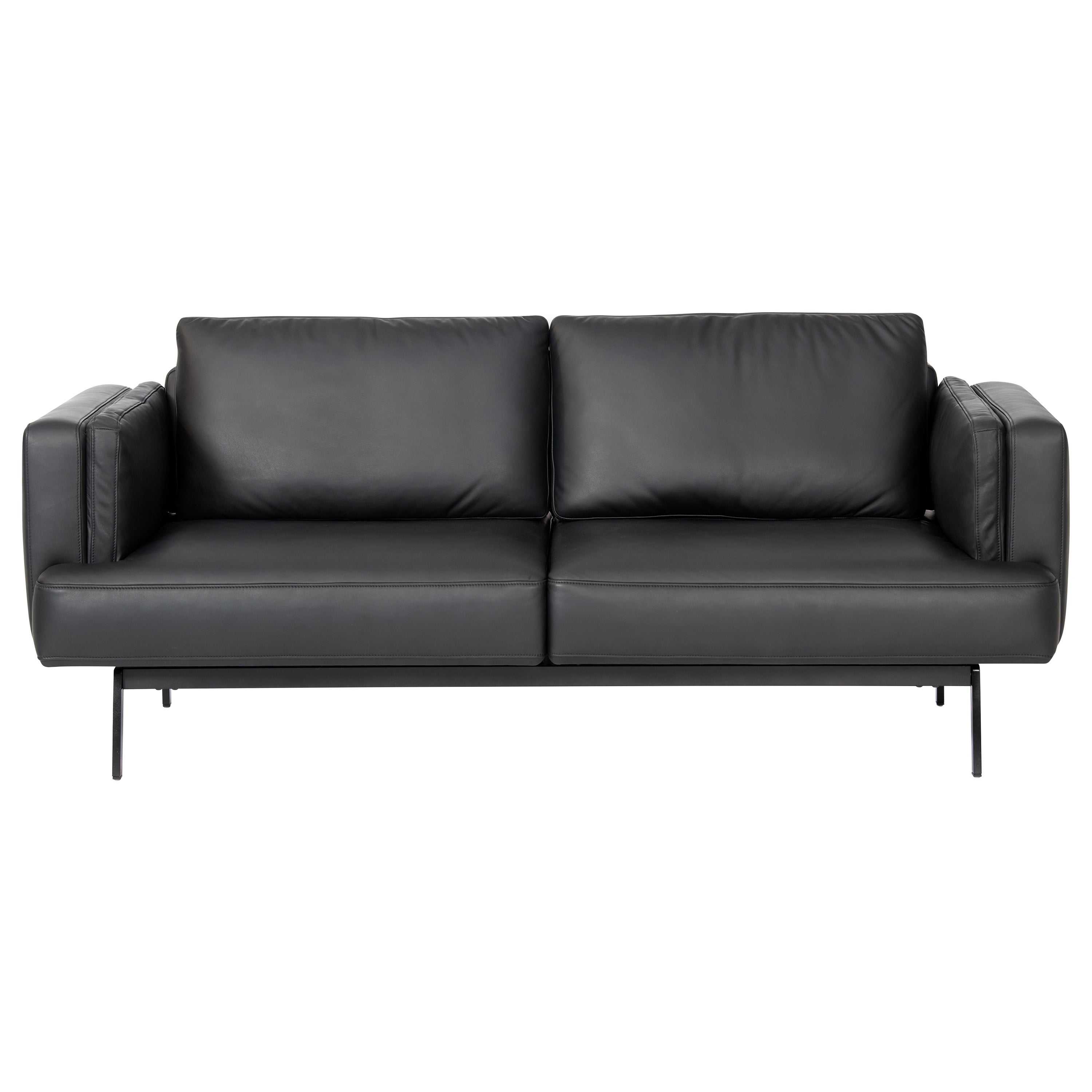 Divano multifunzionale DeSede DS-747/02 con rivestimento in pelle nera per sedili e schienale