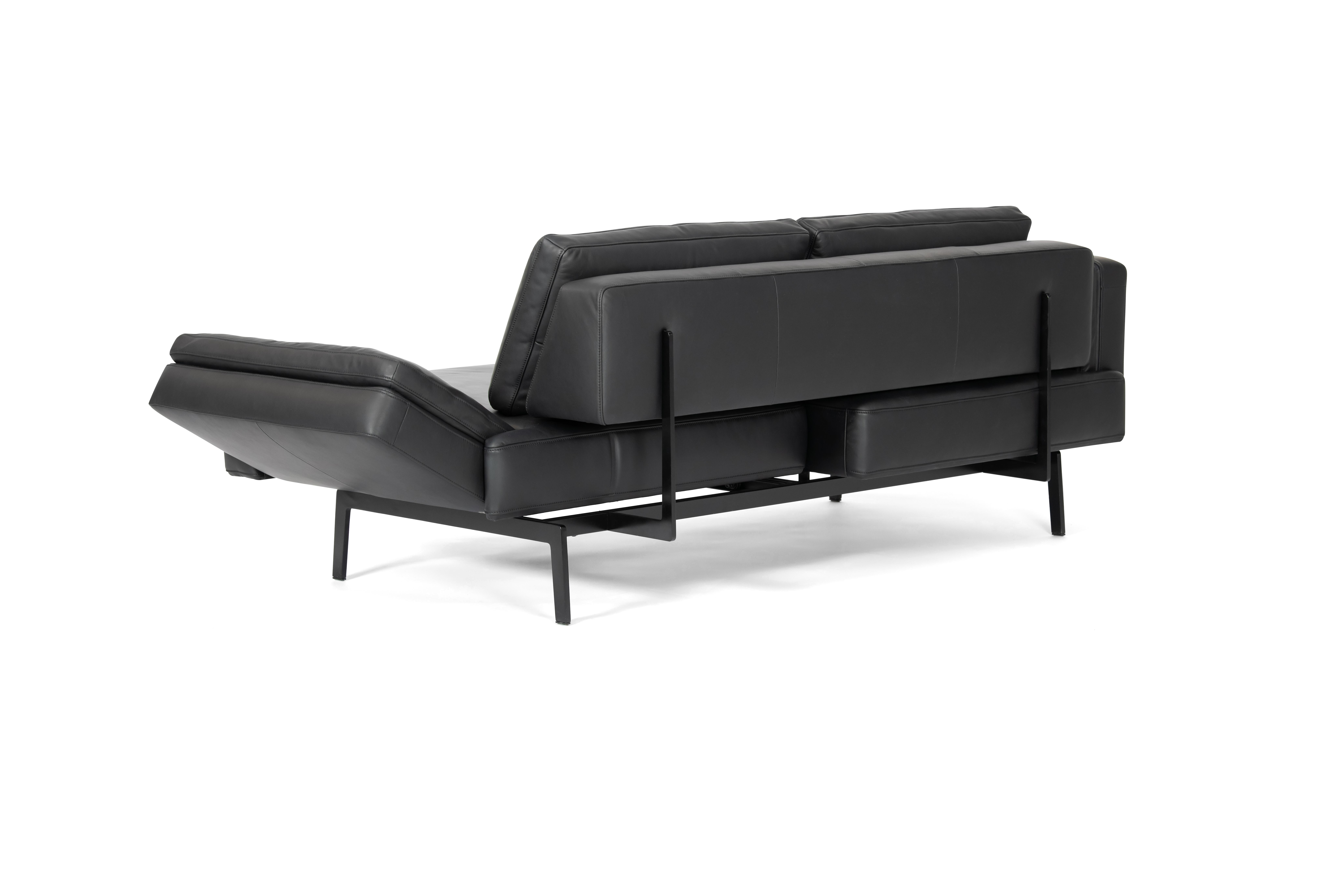 Contemporary DeSede Ds-747/04 Multifunctional Sofa in Black Leather Seat and Back Upholstery For Sale