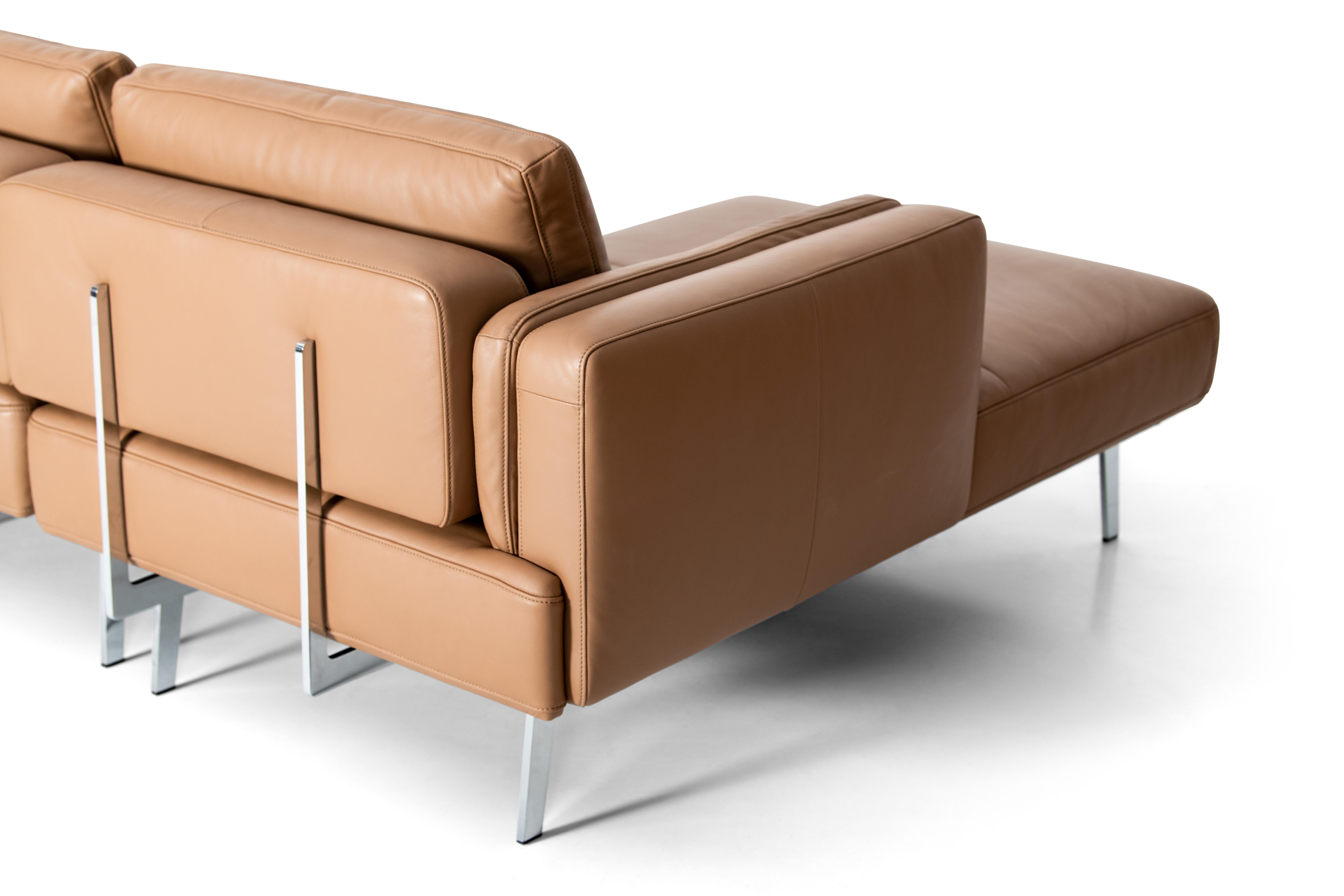 Swiss DeSede DS-747/40 Multifunctional Sofa in Noce Leather Seat and Back Upholstery For Sale