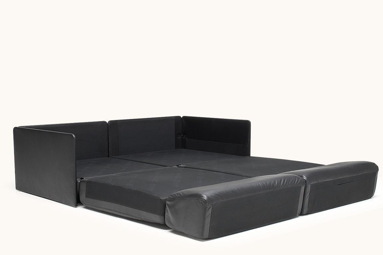Modern De Sede DS 76 Two-Seat Sofa Bed in Black Upholstery by De Sede Design Team For Sale