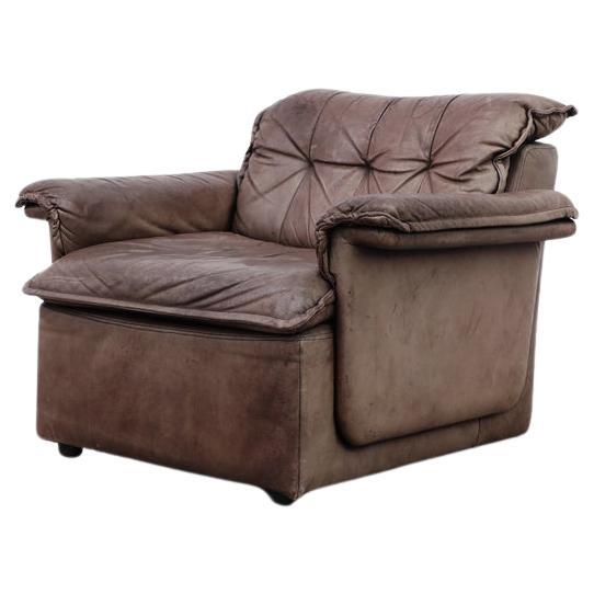 DeSede DS11 Style Brown Leather Patchwork Lounge Chair pour Laauser, Allemagne