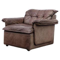 Retro DeSede DS11 Style Brown Leather Patchwork Lounge Chair for Laauser, Germany