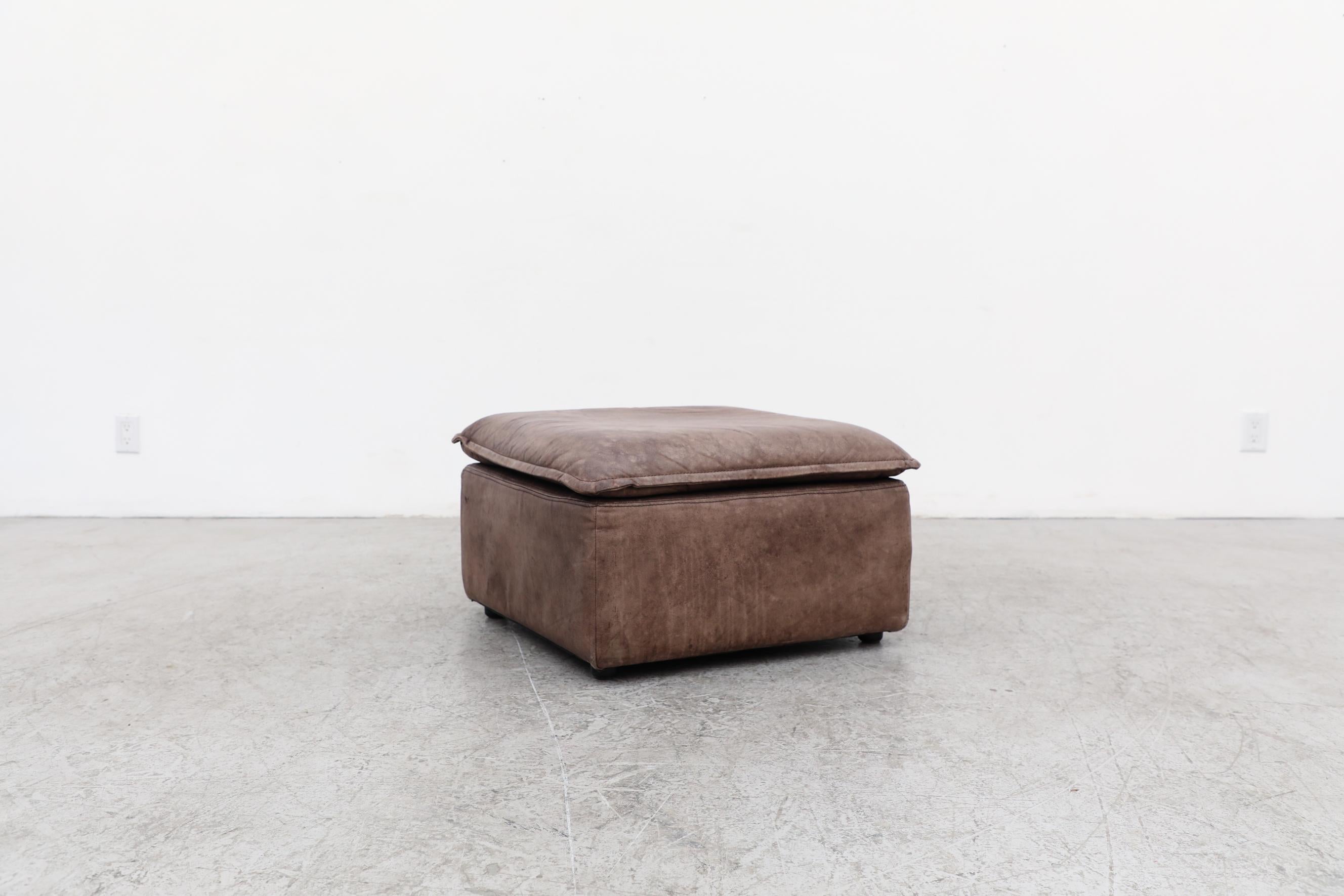 DeSede DS11 Style Leather Patchwork Ottoman for Lanser, Germany In Good Condition For Sale In Los Angeles, CA